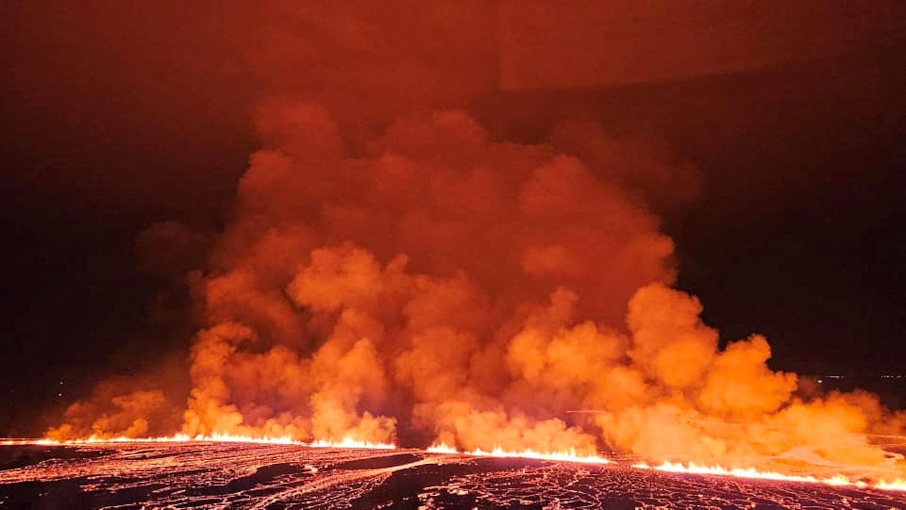 A volcanic eruption takes place, near Grindavik, Iceland, March 16, 2024. Public Safety Department of the National Police