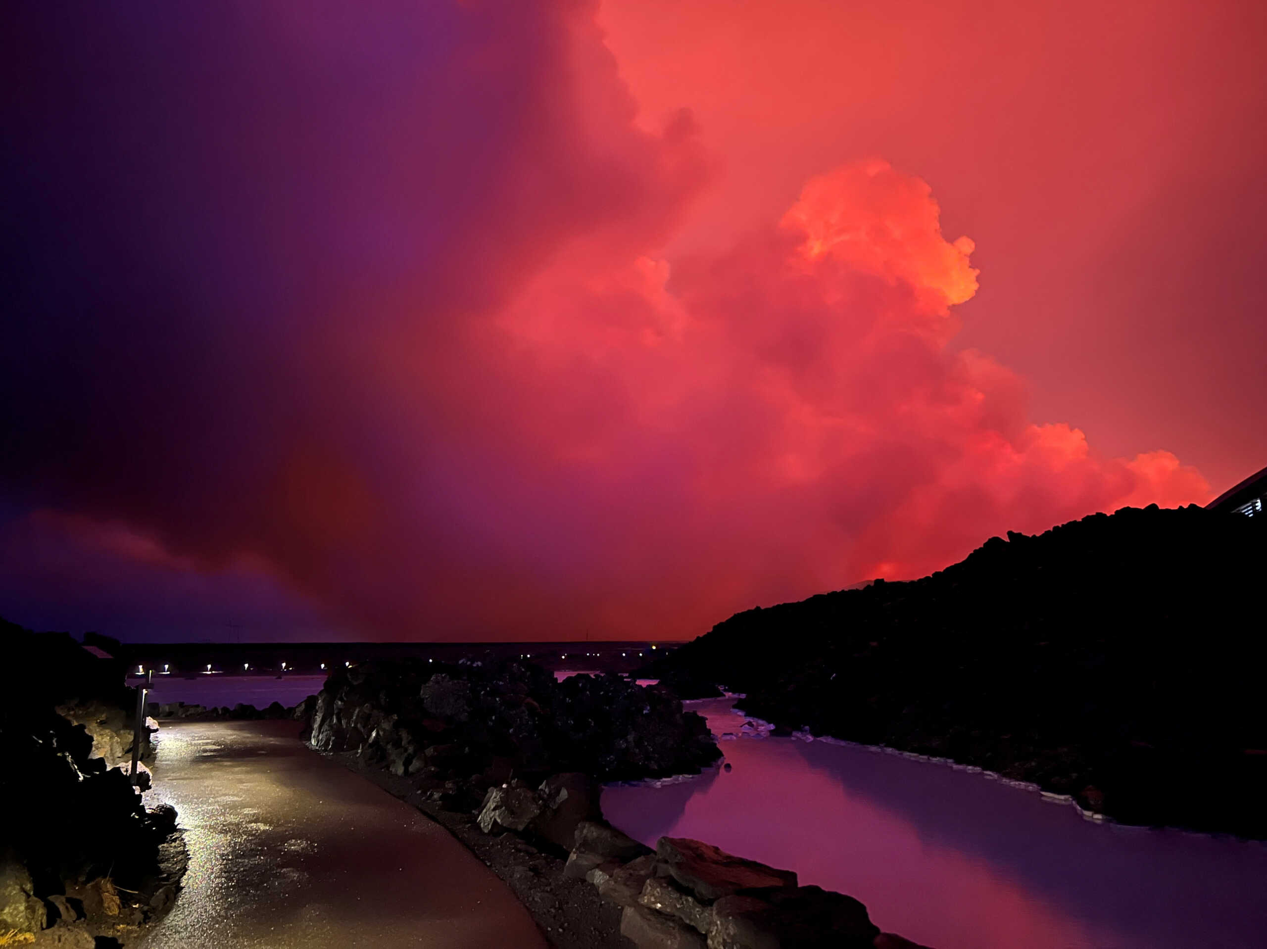 Smoke rises as volcano erupts near Grindavik, Iceland, March 16, 2024, in this picture obtained from social media.  Jorge Reis