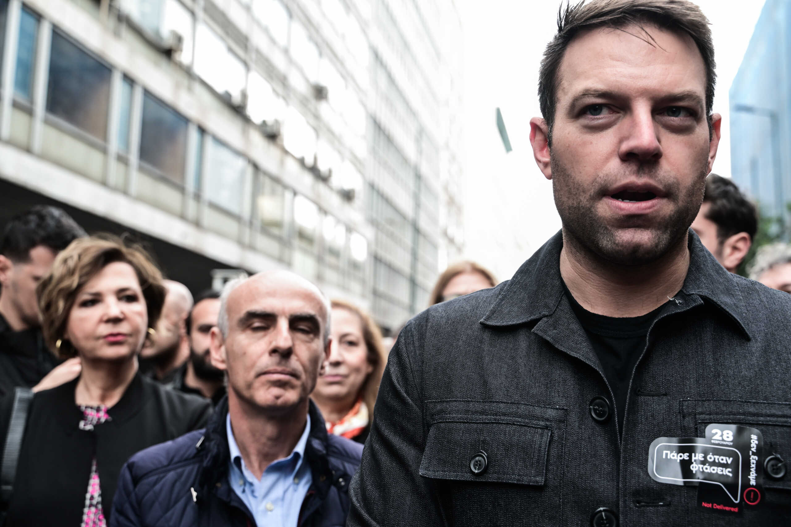 Ο πρόεδρος του ΣΥΡΙΖΑ - Προοδευτική Συμμαχία Στέφανος Κασσελάκης, στην απεργιακή συγκέντρωση της ΑΔΕΔΥ στην Αθήνα, Τετάρτη 28 Φεβρουαρίου 2024. 
(ΤΑΤΙΑΝΑ ΜΠΟΛΑΡΗ