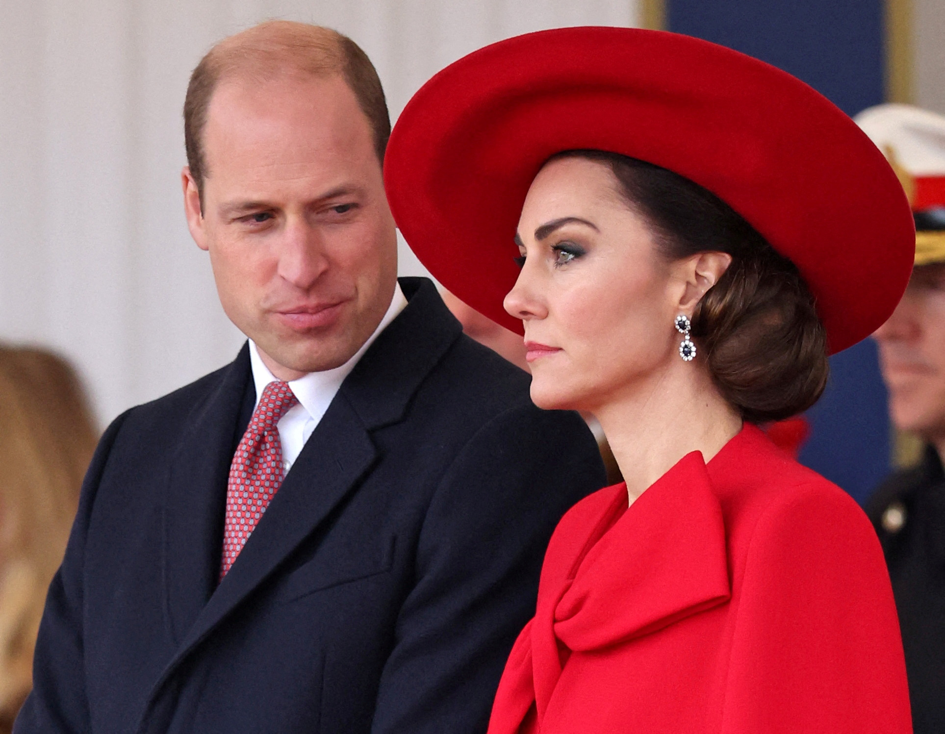 FILE PHOTO: Britain's Prince William, Prince of Wales and Catherine, Princess of Wales attend a ceremonial welcome for The President and the First Lady of the Republic of Korea at Horse Guards Parade in London, Britain November 21, 2023. Chris Jackson