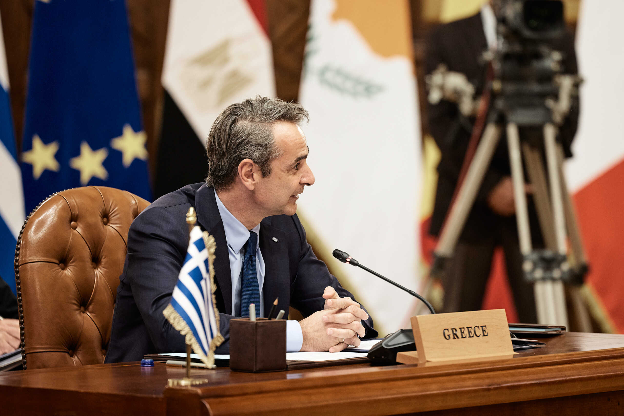 Επίσκεψη του Πρωθυπουργού Κυριάκου Μητσοτάκη στο Κάιρο από κοινού με την Πρόεδρο της Κομισιόν Ούρσουλα φον ντερ Λάιεν, τους πρωθυπουργούς της Ιταλίας Τζιόρτζια Μελόνι, του Βελγίου Αλεξάντερ ντε Κρο και τον καγκελάριο της Αυστρίας Καρλ Νεχάμερ, Κυριακή 17 Μαρτίου 2024. 
(ΔΗΜΗΤΡΗΣ ΠΑΠΑΜΗΤΣΟΣ