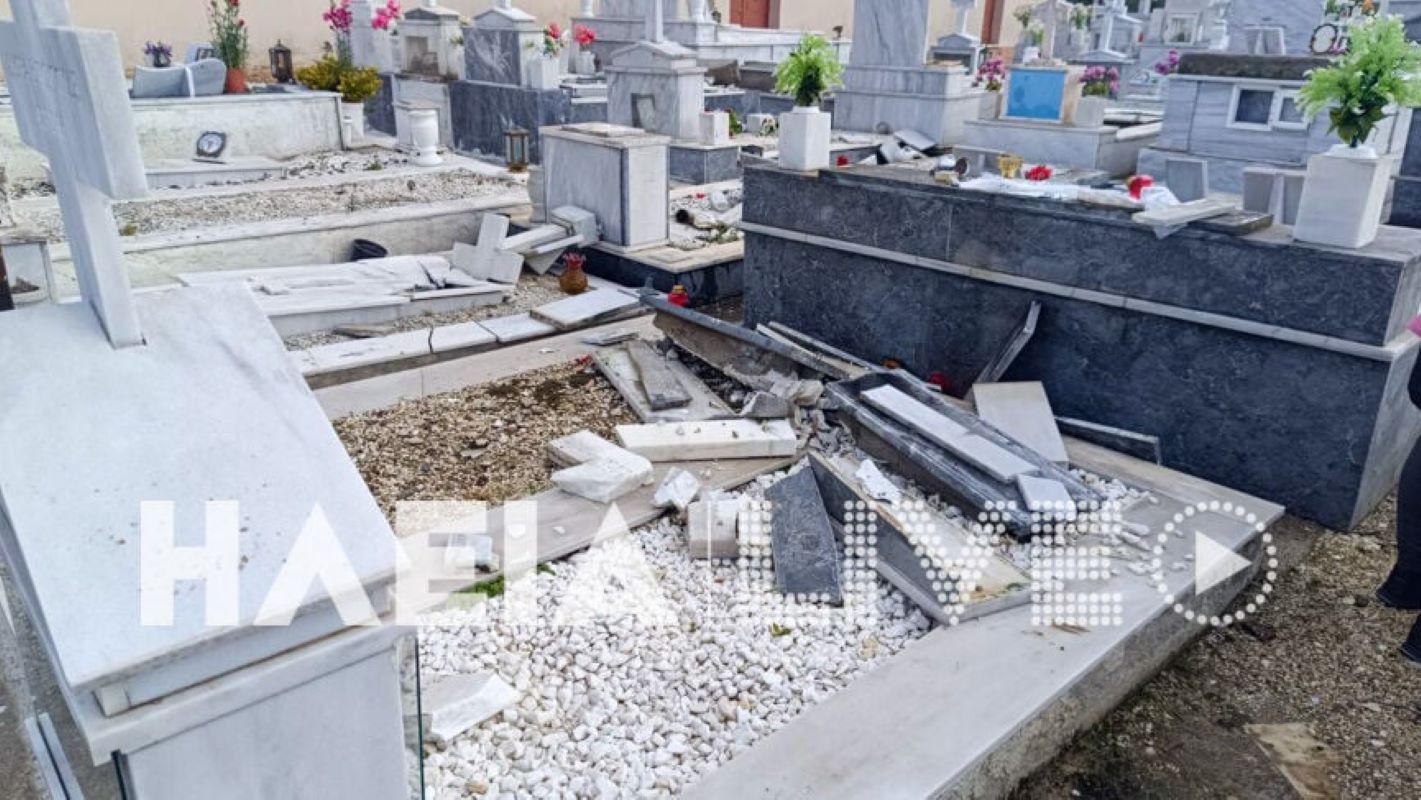Γαστούνη: Ανεμοστρόβιλος «ξήλωσε» μέχρι και τα μνήματα στο νεκροταφείο