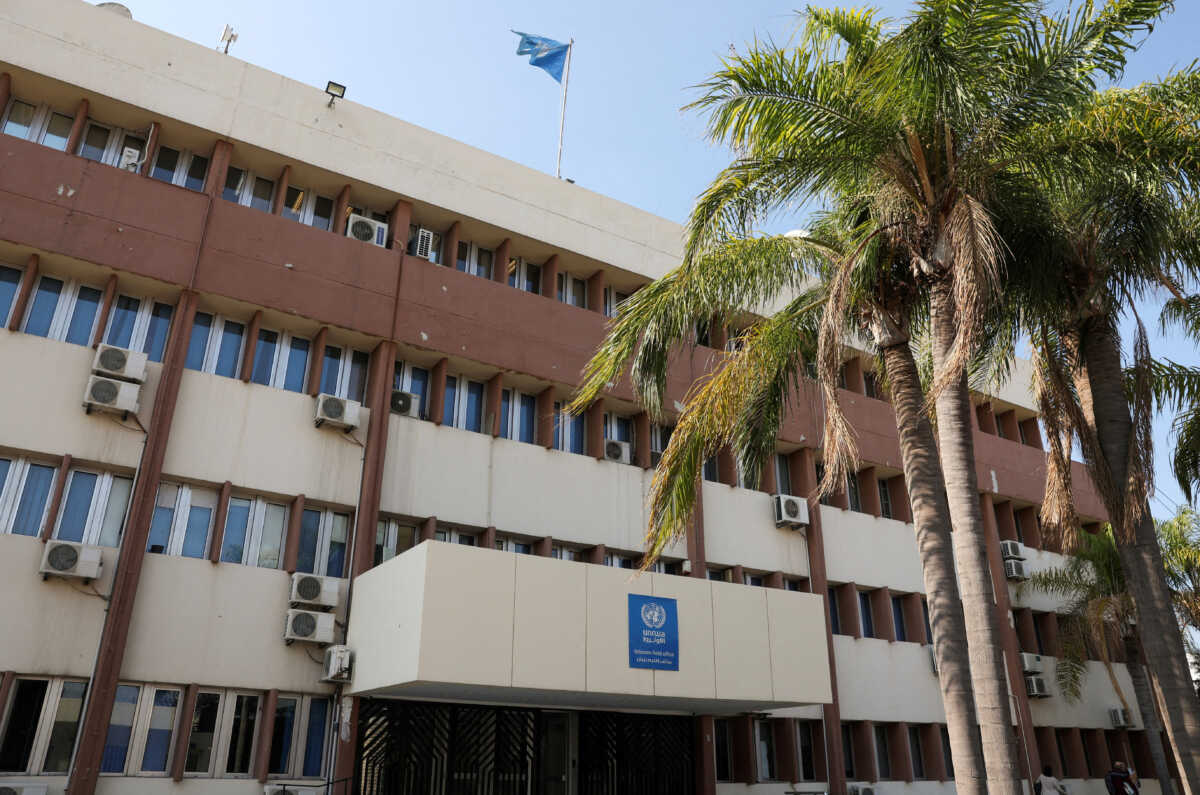 FILE PHOTO: A view shows the exterior of UNRWA building in Beirut, Lebanon February 22, 2024. REUTERS