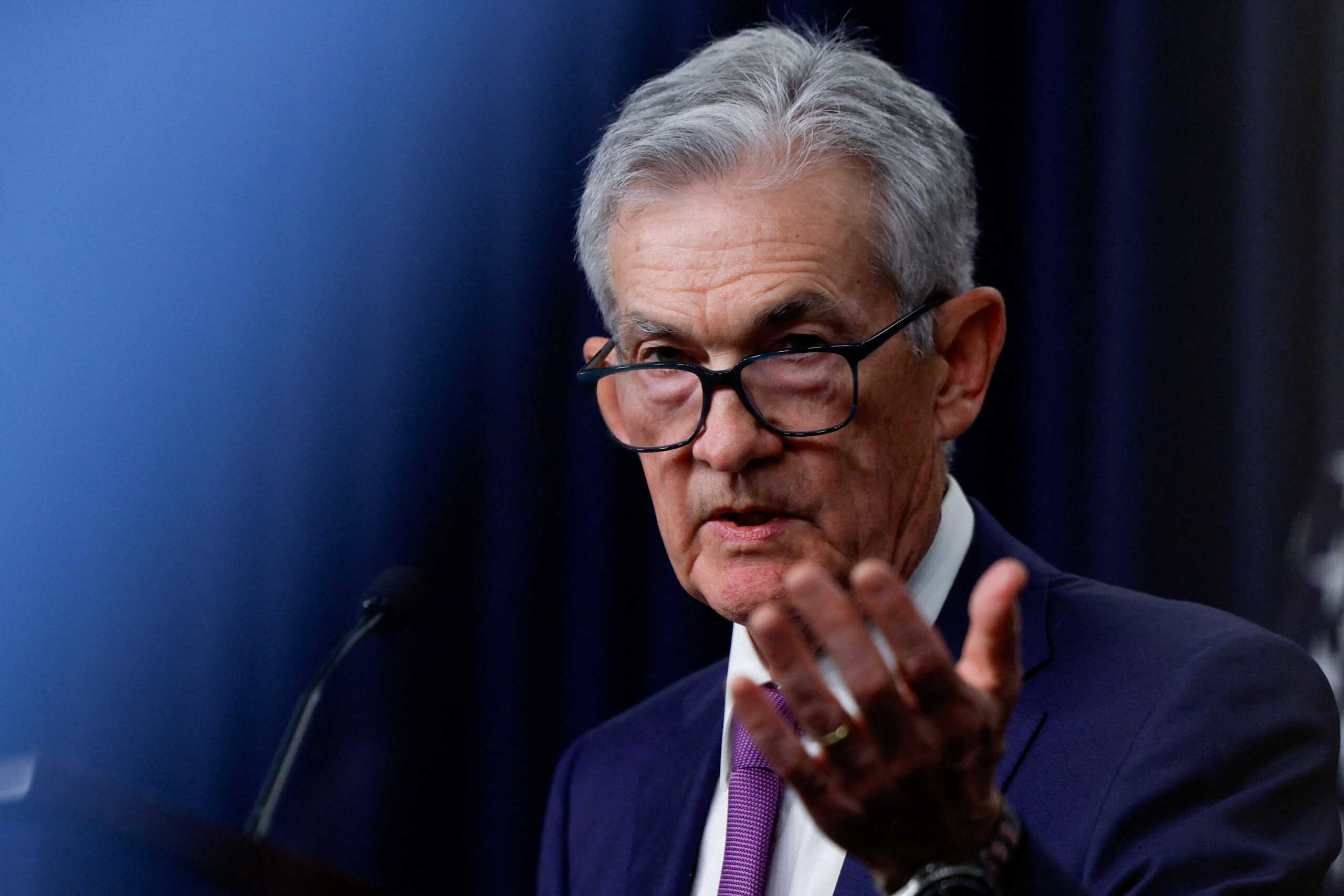 FILE PHOTO: Federal Reserve Chair Jerome Powell holds a press conference following the release of the Fed's interest rate policy decision at the Federal Reserve in Washington, U.S., January 31, 2024. REUTERS