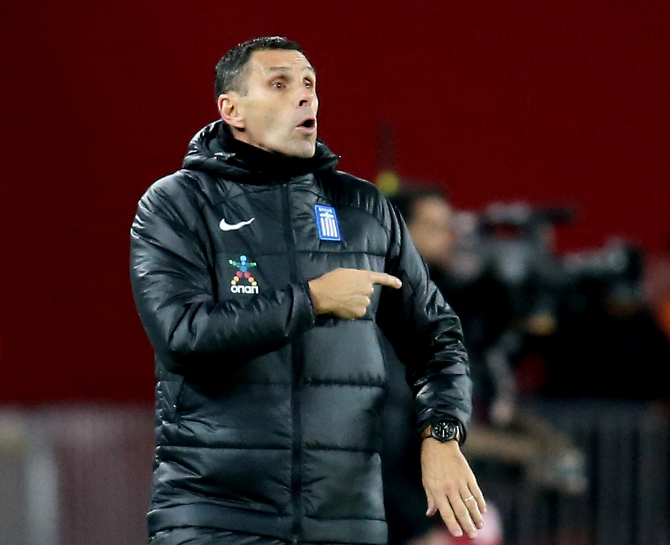 Soccer Football - Euro 2024 Qualifier - Play-off - Georgia v Greece - Boris Paichadze Dinamo Arena, Tbilisi, Georgia - March 26, 2024 Greece coach Gustavo Poyet reacts REUTERS