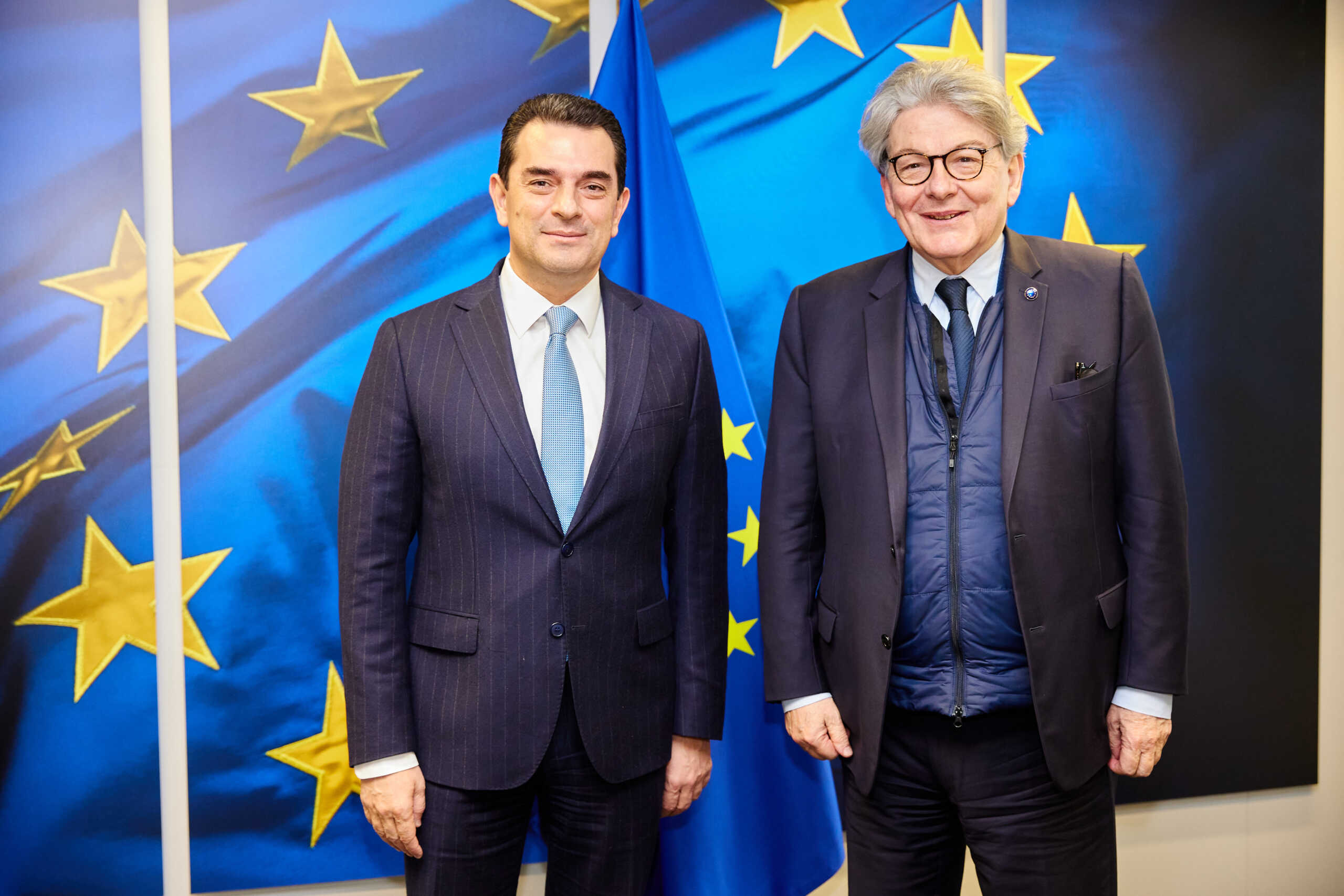 Kostas Skrekas, on the left and Thierry Breton