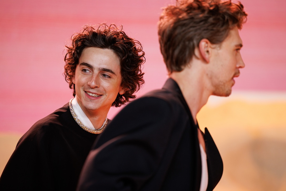 epa11156707 US actors Timothee Chalamet (L) and Austin Butler (R) arrives for the world premiere of Dune: Part Two in Leicester Square, London, Britain, 15 February 2024.  EPA