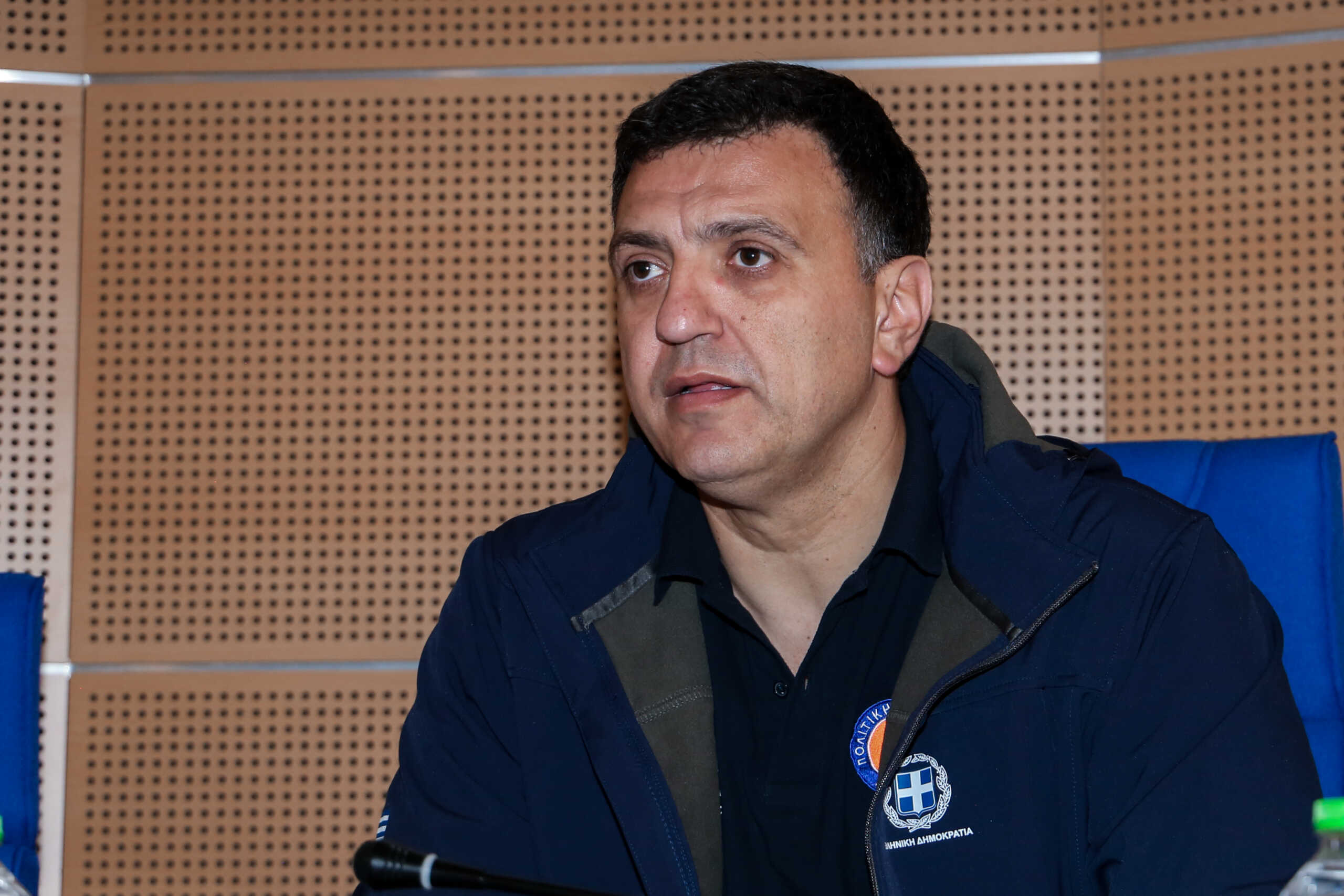 Συνεδρίαση στην Λάρισα του Περιφερειακού Συντονιστικού Οργάνου Πολιτικής Προστασίας (ΠΕΣΟΠΠ) ενόψει των επερχόμενων έντονων καιρικών φαινομένων που αναμένονται, υπό τον υπουργό Κλιματικής Κρίσης και Πολιτικής Προστασίας, Βασίλη Κικίλια, Παρασκευή 19 Απριλίου 2024. 
(EUROKINISSI)