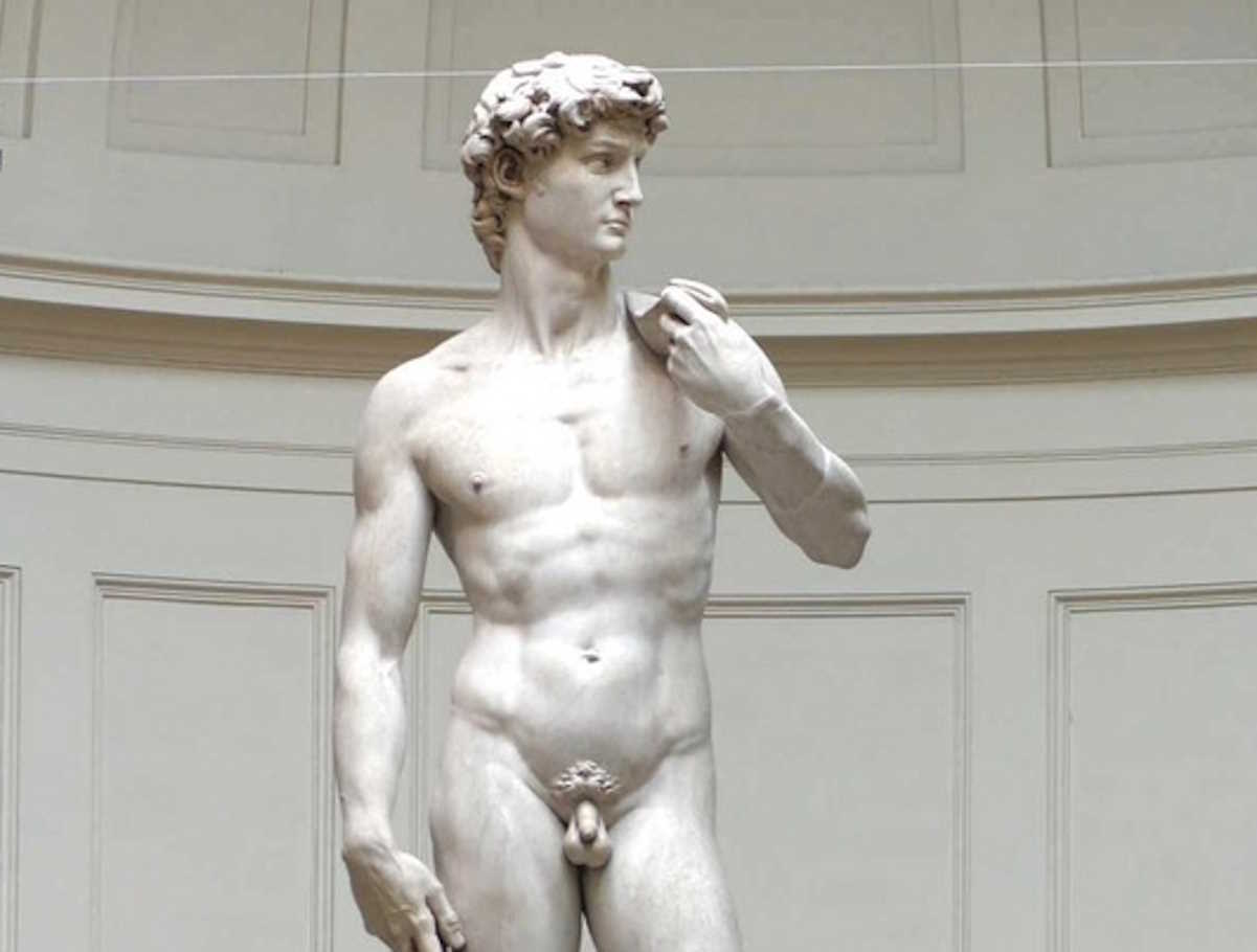 The view inside the Academia Gallery in Florence Wednesday 16th July 2003 of the Michelangelo masterpiece, the statue of David  which has become the centre of a row over plans to restore the work.   The Italian government has given orders for the vigorous cleaning of the statue to begin in September despite objects from a renowned art restorer that the work could be ruined by a 'wet'cleaning method.  EPA PHOTO