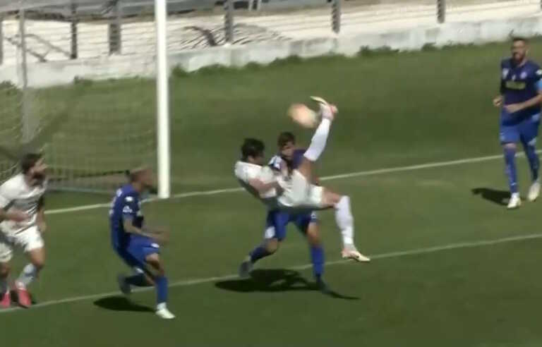 Ο Γιάννης Λουκίνας πέτυχε εκπληκτικό γκολ με ανάποδο «ψαλιδάκι» στο Χανιά – Athens Kallithea για τη Super League 2