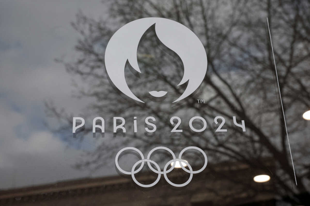 A view shows the logo of the Paris 2024 Olympic and Paralympic Games, in Paris, France, March 19, 2024. REUTERS