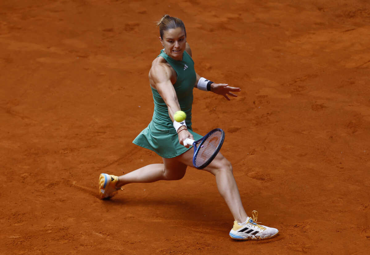 Tennis - WTA 1000 - Madrid Open - Park Manzanares, Madrid, Spain - April 25, 2024 Greece's Maria Sakkari in action during her round of 64 match against Croatia's Donna Vekic REUTERS