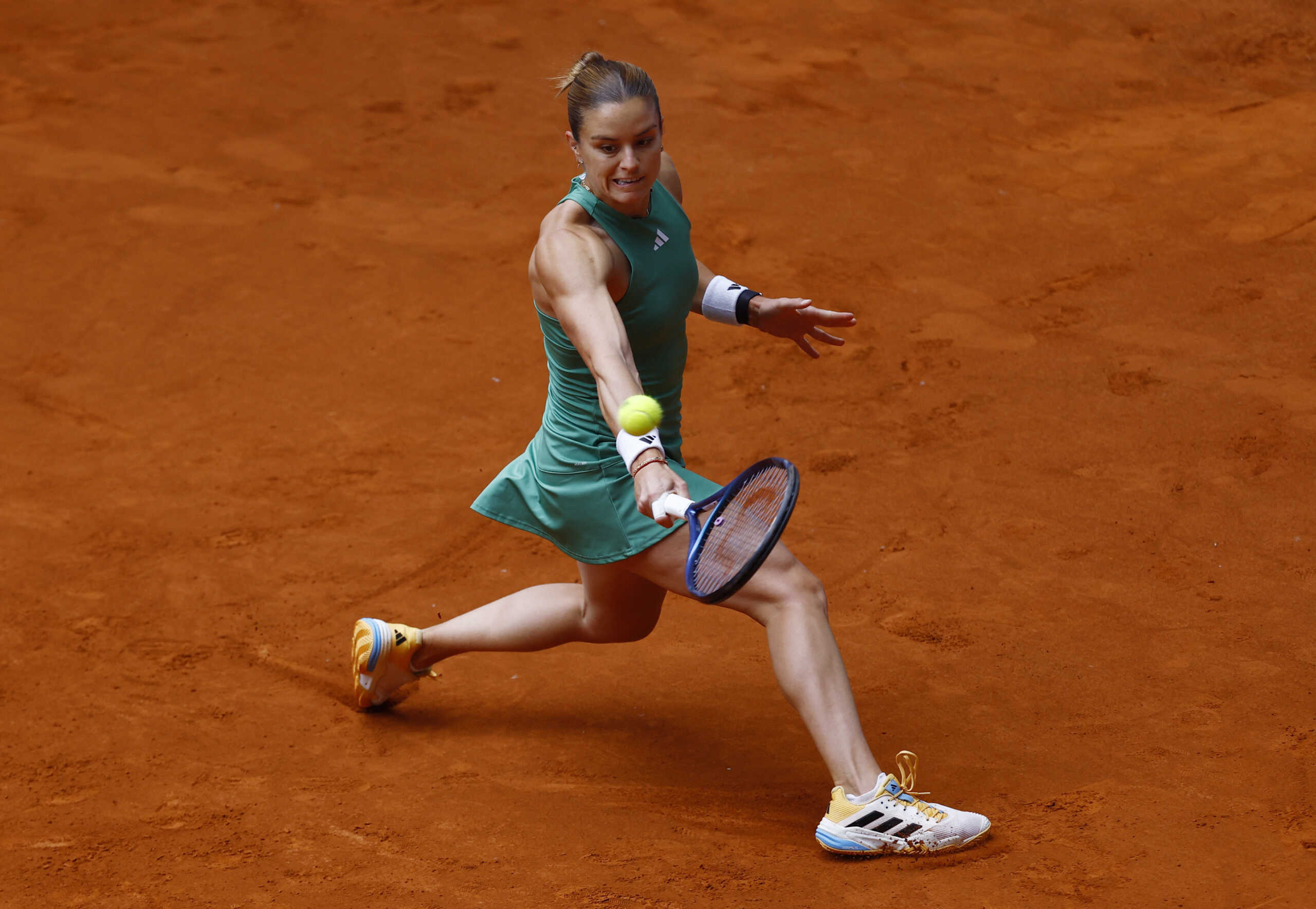 Tennis - WTA 1000 - Madrid Open - Park Manzanares, Madrid, Spain - April 25, 2024 Greece's Maria Sakkari in action during her round of 64 match against Croatia's Donna Vekic REUTERS