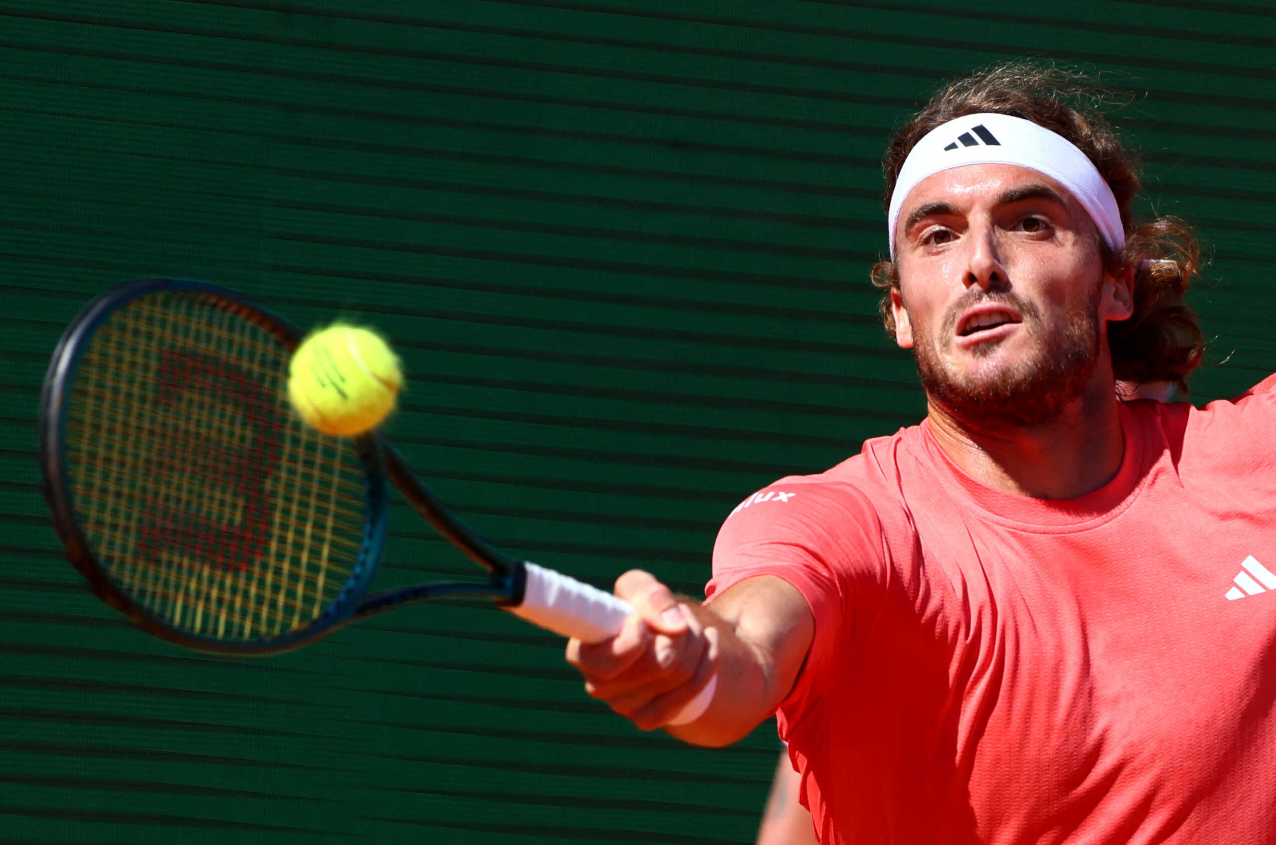 Tennis - ATP Masters 1000 - Monte Carlo Masters - Monte Carlo Country Club, Roquebrune-Cap-Martin, France - April 14, 2024 Greece's Stefanos Tsitsipas in action during his final match against Norway's Casper Ruud REUTERS