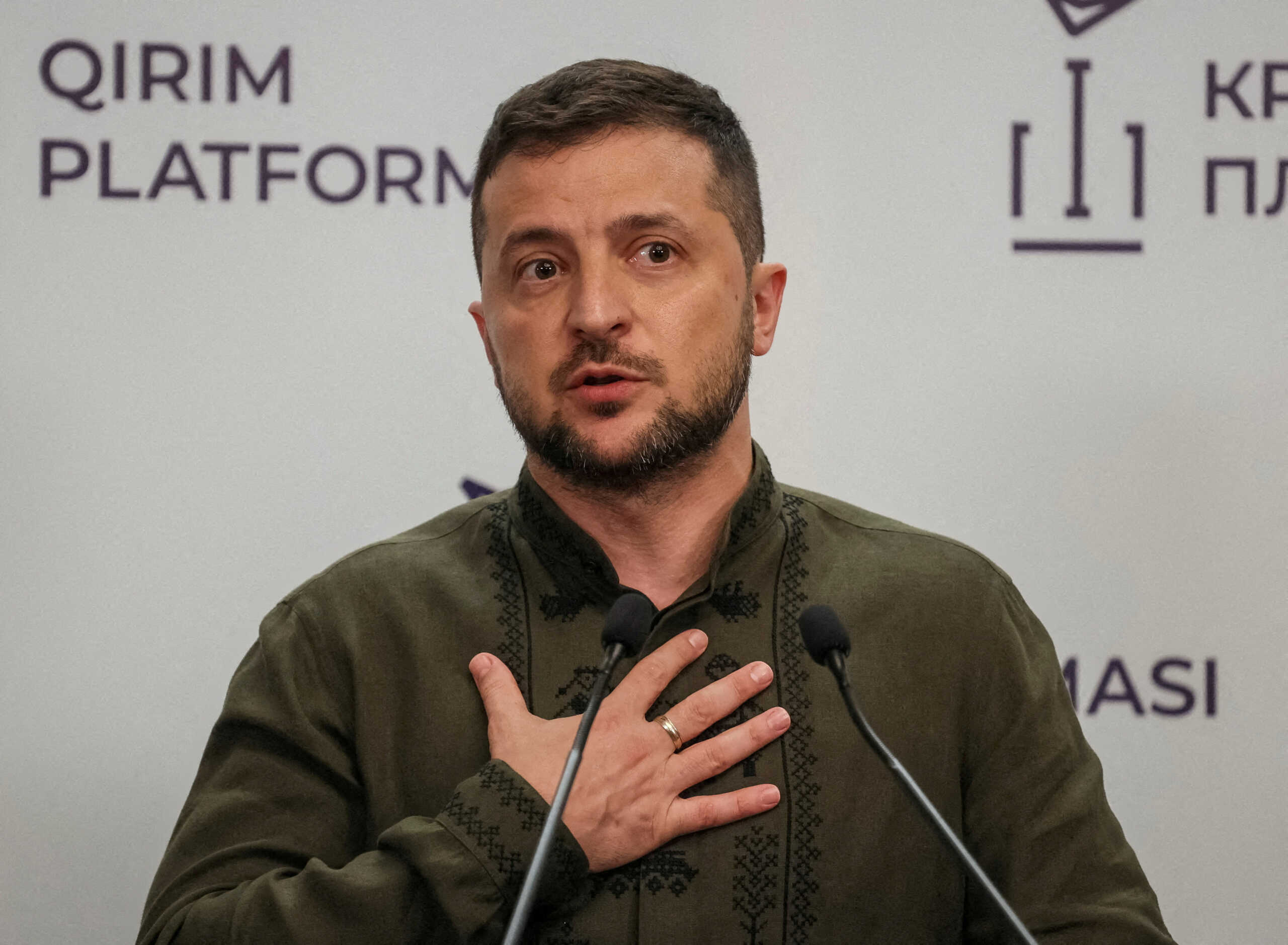 FILE PHOTO: Ukraine's President Volodymyr Zelenskiy attends a news conference, amid Russia's attack on Ukraine, in Kyiv, Ukraine  on August 23, 2022.REUTERS