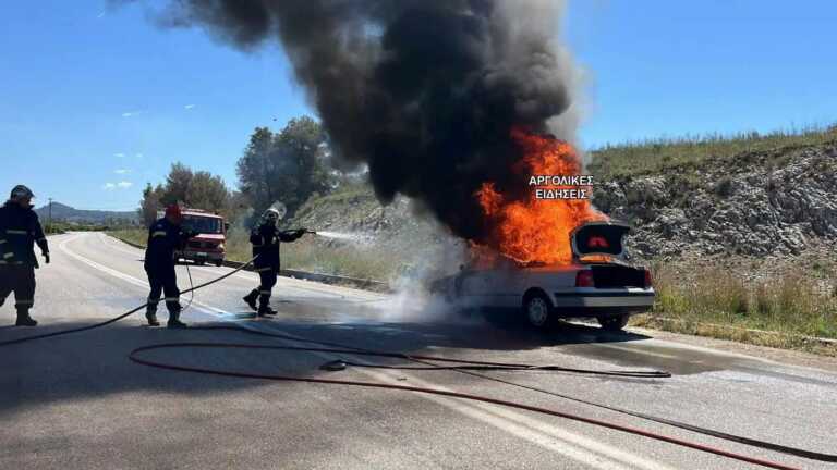 Αυτοκίνητο τυλίχθηκε στις φλόγες στην Αργολίδα - Η άμεση αντίδραση του οδηγού