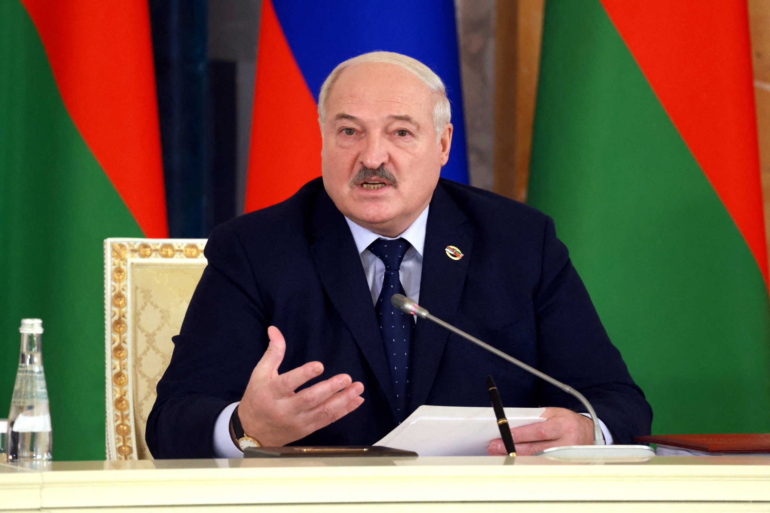 FILE PHOTO: Belarusian President Alexander Lukashenko attends a meeting of the Supreme State Council of Russia-Belarus Union State in Saint Petersburg, Russia, January 29, 2024. Sputnik