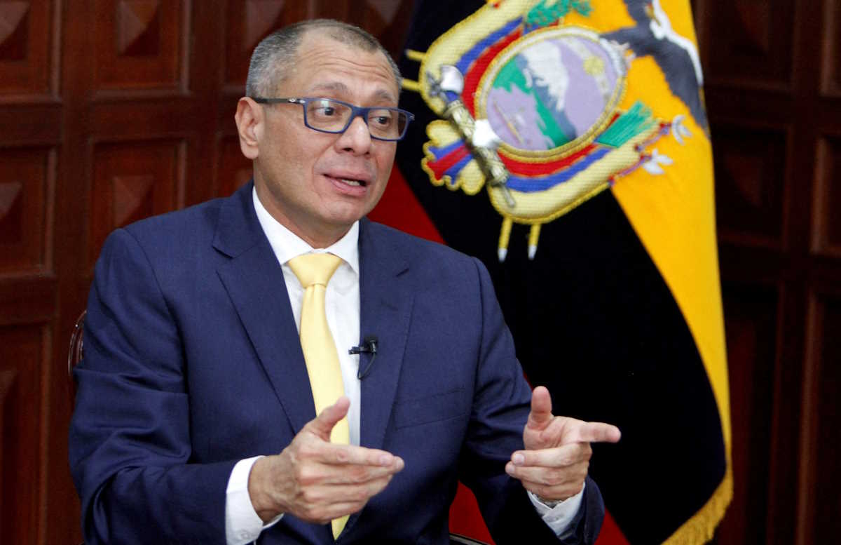 FILE PHOTO: Ecuador's Vice President Jorge Glas talks during an interview with Reuters at the Government Palace in Quito, Ecuador, August 29, 2017.  REUTERS