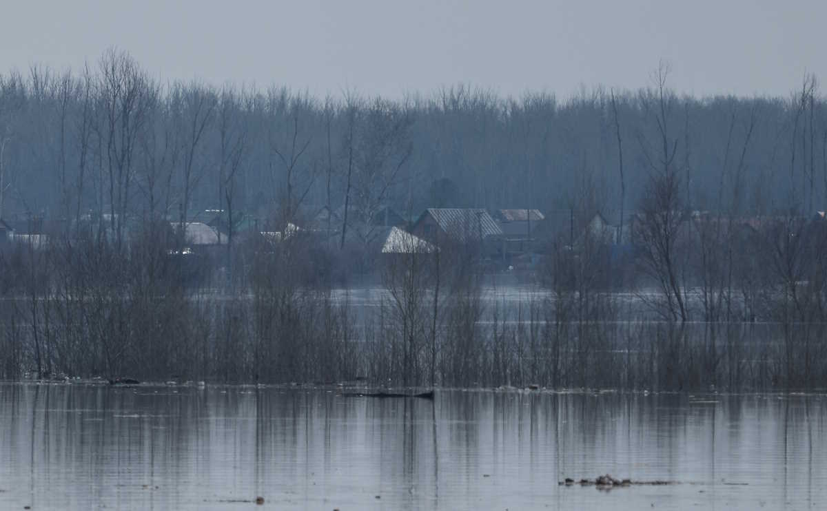 A view shows a rural residential area flooded by waters of Ural river near Orenburg, Russia, April 10, 2024. REUTERS