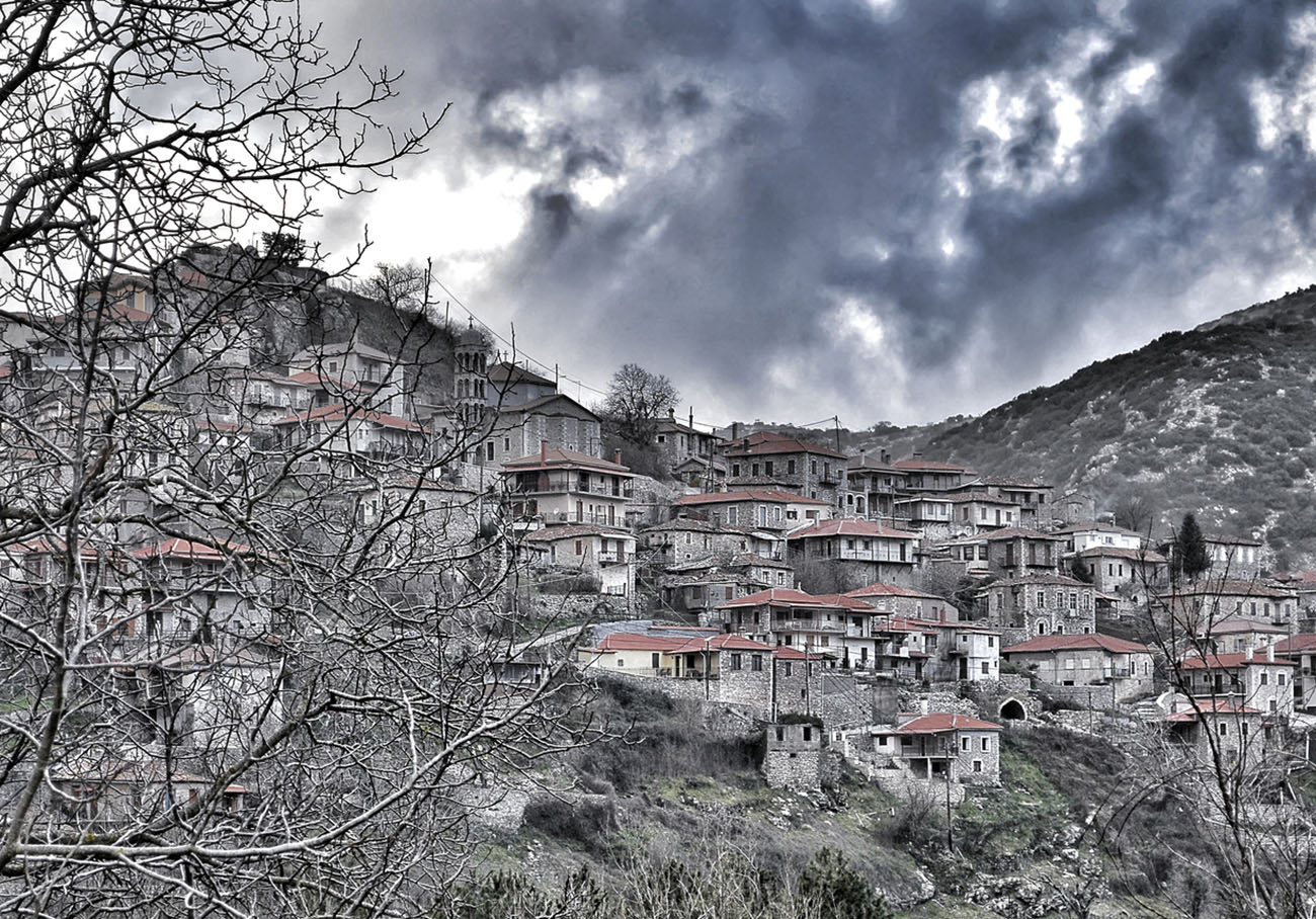 Panoramic view of a beautiful mountain village  Dimitsana, Peloponnese, Greece.