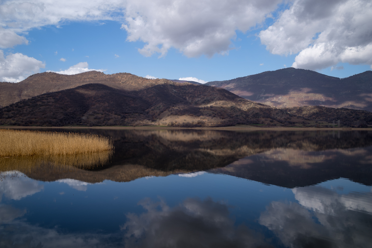 Wonderful scenery by the lake Zazari, Florina, Greece