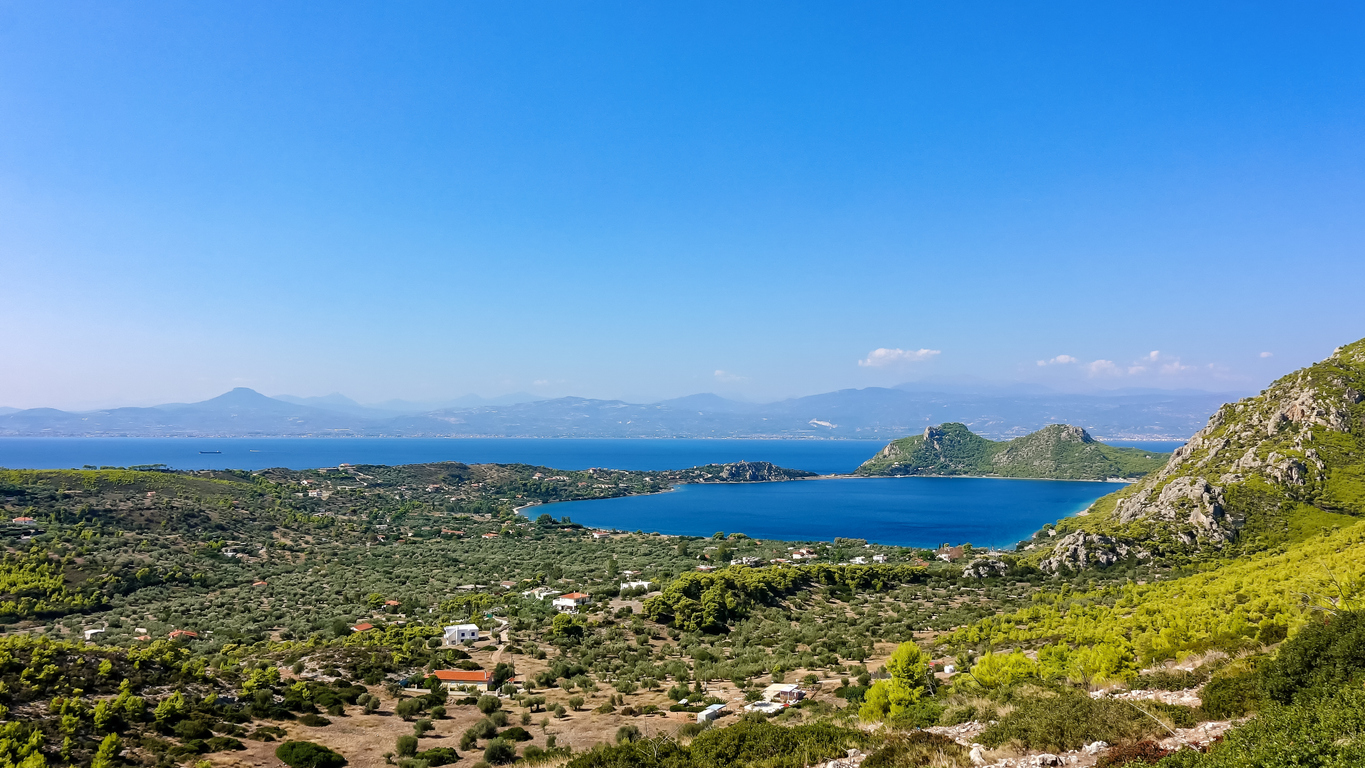 .Vouliagmeni lake near Loutraki in a summer day, Greece