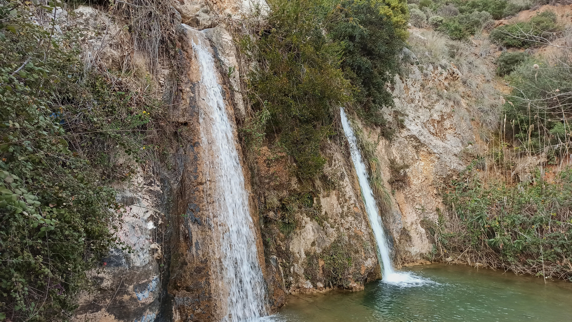 Waterfall Valanaris in Ntrafi, Penteli, Attica, Greece