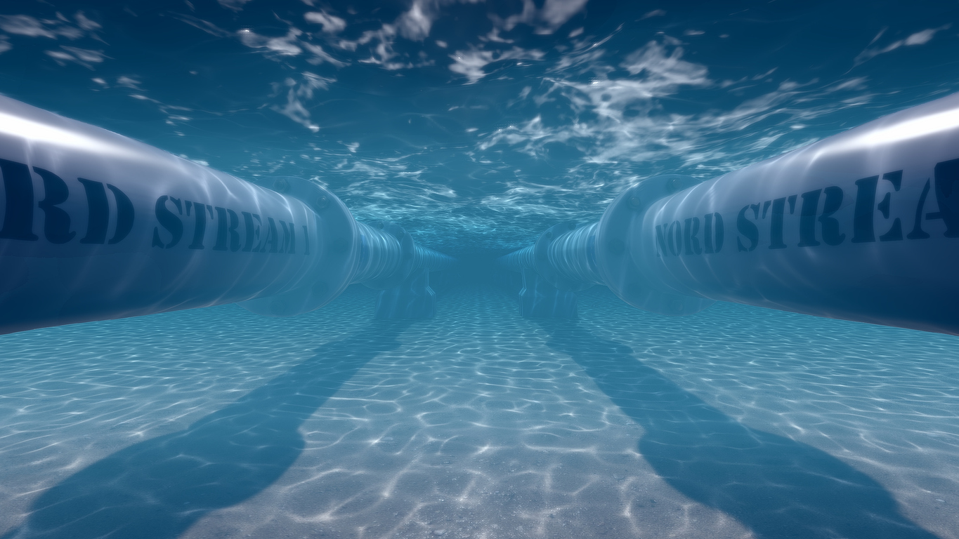 Nord stream 1 and 2 pipeline 3D rendering