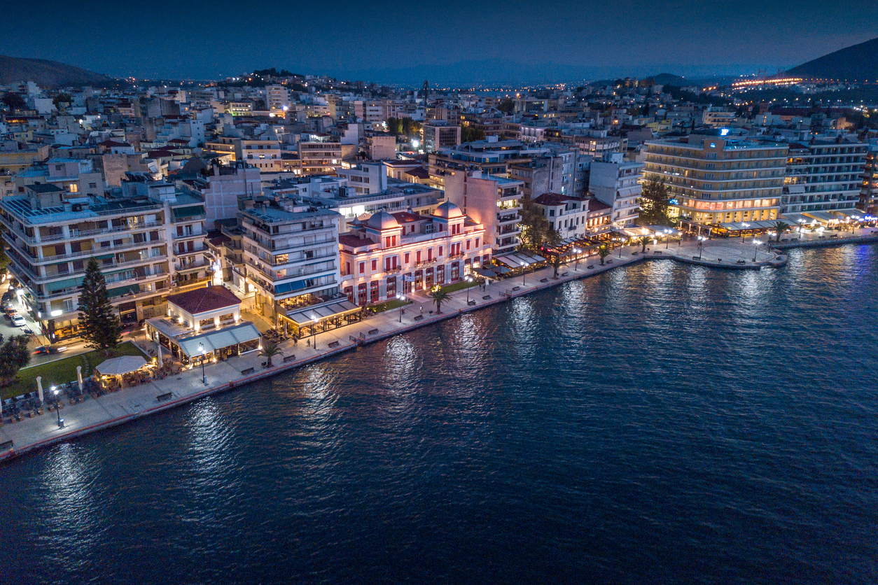 Beautiful nightscape of Chalkida city.