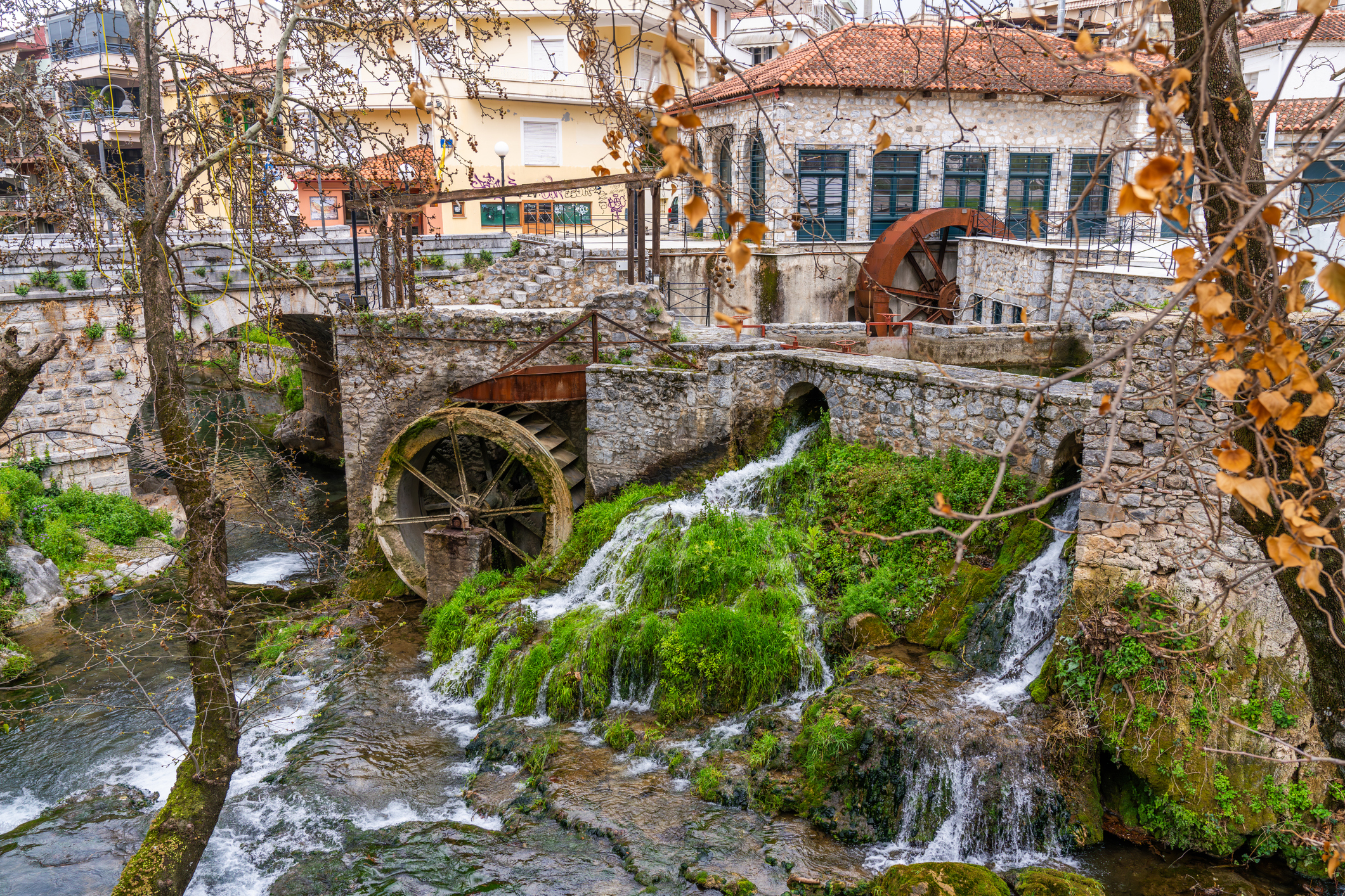 Livadia, Greece - 13 March 2023 -Old watermill in the old part of Livadia