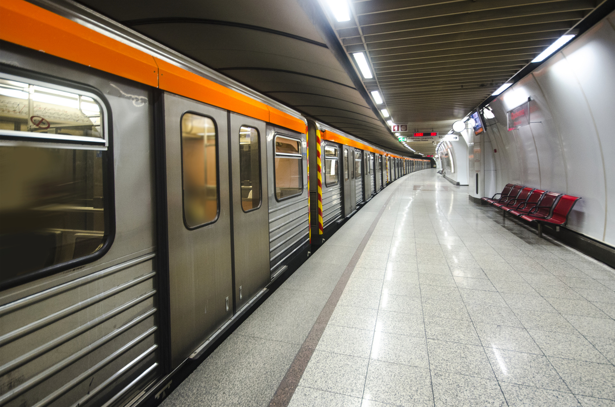 A metro train in Athens, Greece.