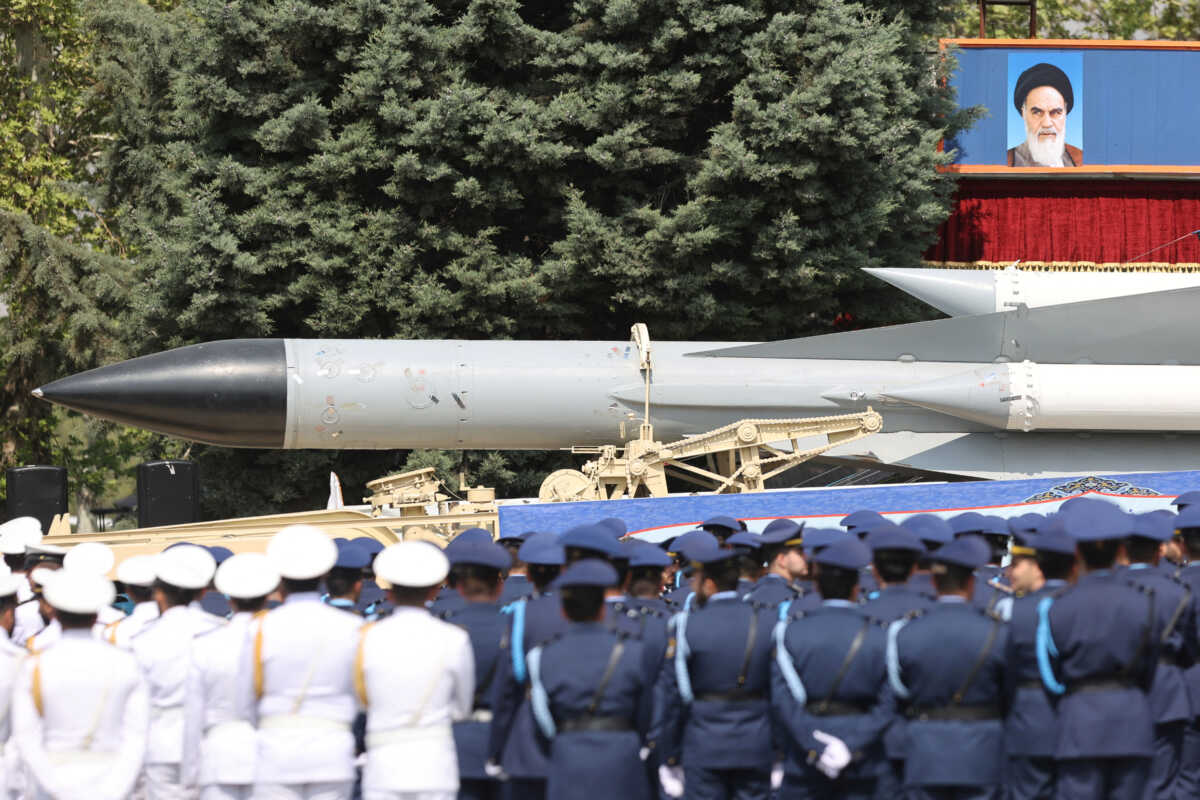 An Iranian missile is seen during the National Army Day parade ceremony in Tehran, Iran, April 17, 2024. Majid Asgaripour