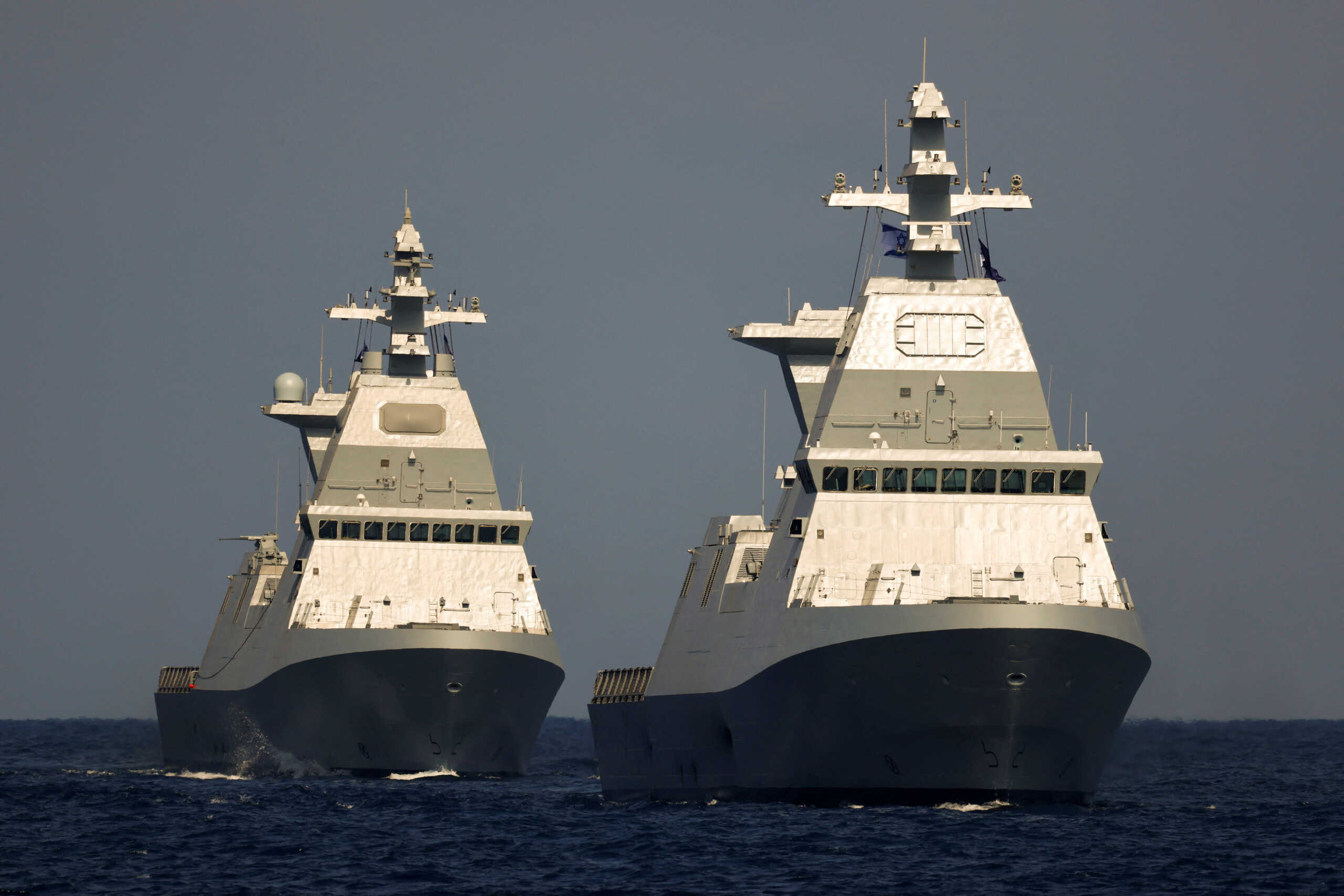 FILE PHOTO: Israel's Saar-6 corvette warships, "Oz" and "Magen", are seen before a welcoming ceremony by the Israeli navy to mark the arrival of "Oz", in the Mediterranean Sea, off the coast of Haifa, northern Israel June 9, 2021. REUTERS