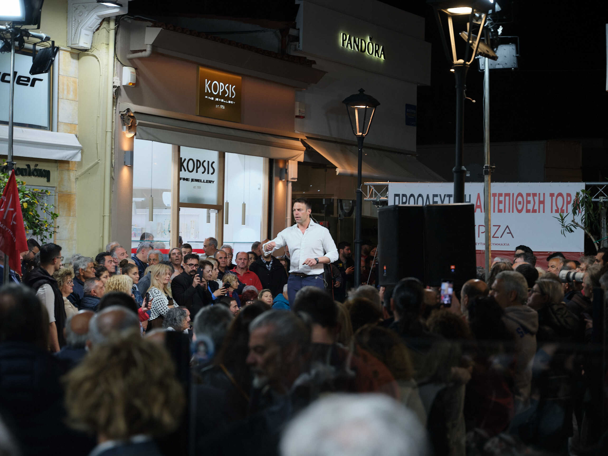 Επίσκεψη του προέδρου του ΣΥΡΙΖΑ - Προοδευτική Συμμαχία Στέφανου Κασσελάκη στα Χανιά, ομιλία στον πεζόδρομο της Μουσούρων. Πέμπτη 4 Απριλίου 2024. 
(ΓΡΑΦΕΙΟ ΤΥΠΟΥ ΣΥΡΙΖΑ-ΠΣ