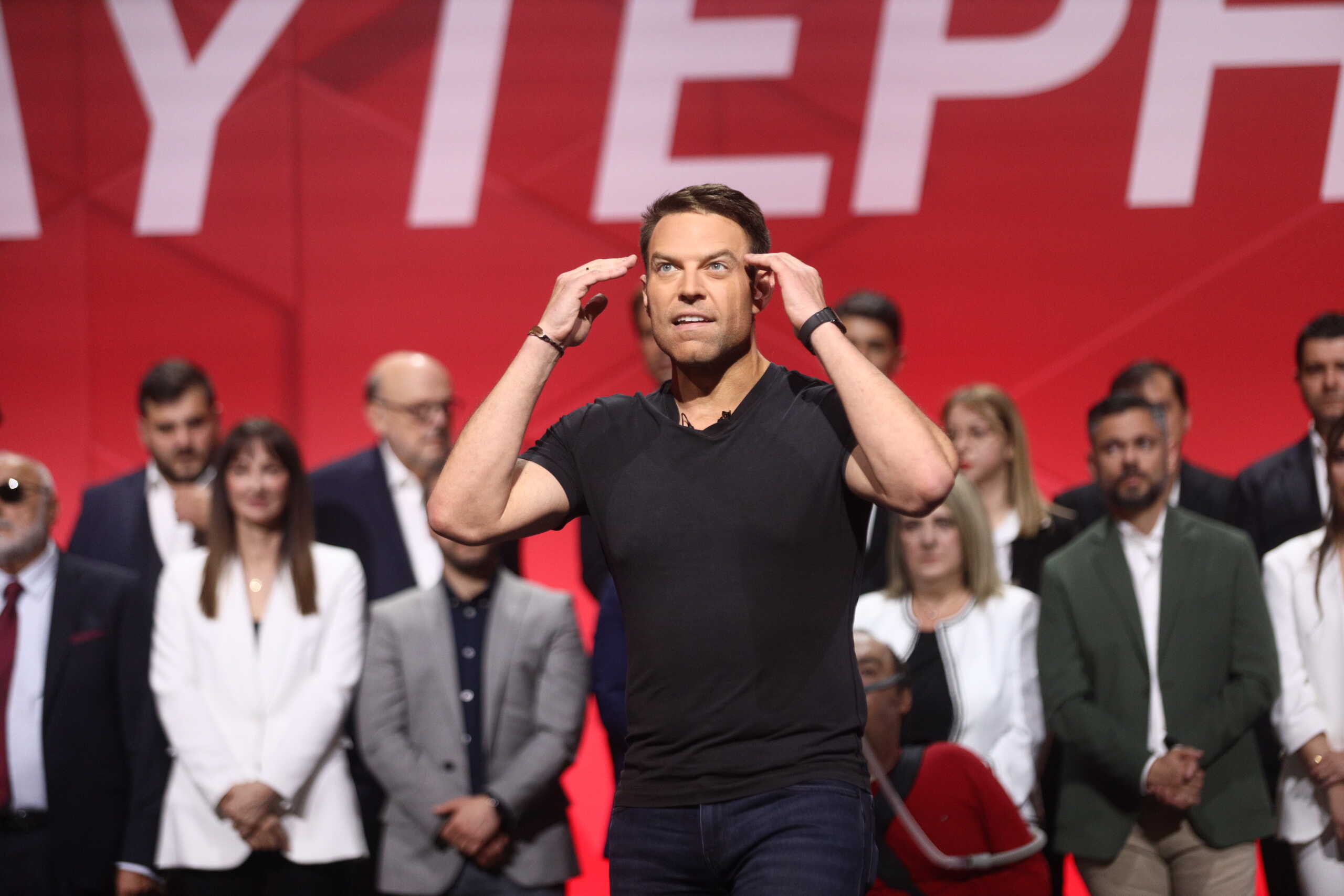 Παρουσίαση του ευρωψηφοδελτίου του ΣΥΡΙΖΑ - Προοδευτική Συμμαχία, από τον πρόεδρο του κόμματος Στέφανο Κασσελάκη, Παρασκευή 19 Απριλίου 2024. 
(ΓΙΑΝΝΗΣ ΠΑΝΑΓΟΠΟΥΛΟΣ