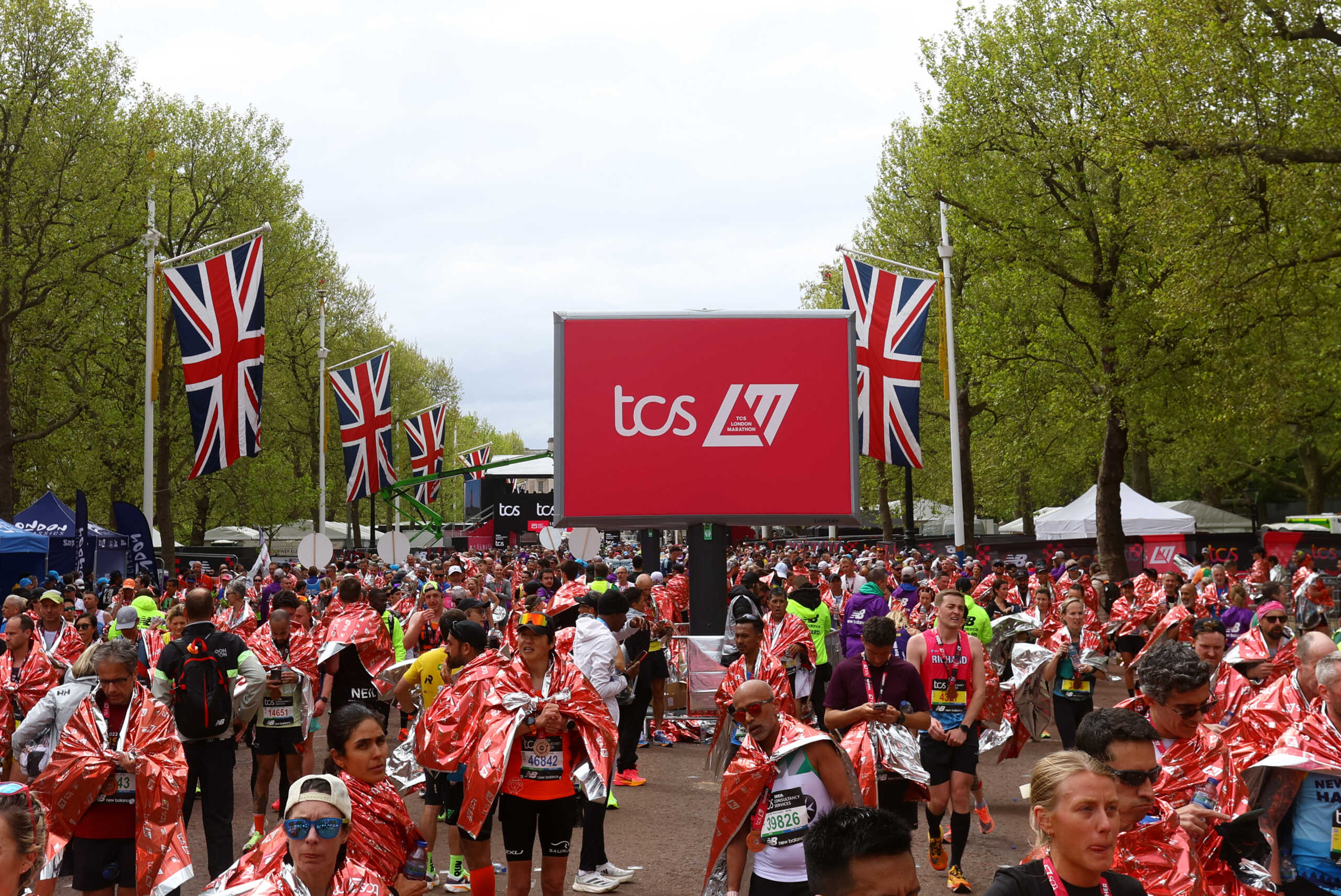 Athletics - London Marathon - London, Britain - April 21, 2024  General view of the participants after finishing the marathon REUTERS
