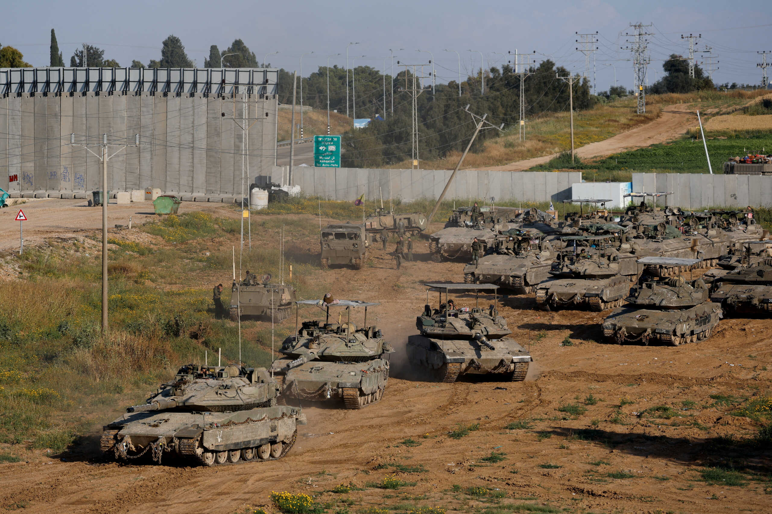 Israeli tanks manoeuvre on their way to Gaza, amid the ongoing conflict between Israel and the Palestinian Islamist group Hamas, near the Israel-Gaza border, in Israel, April 10, 2024. REUTERS