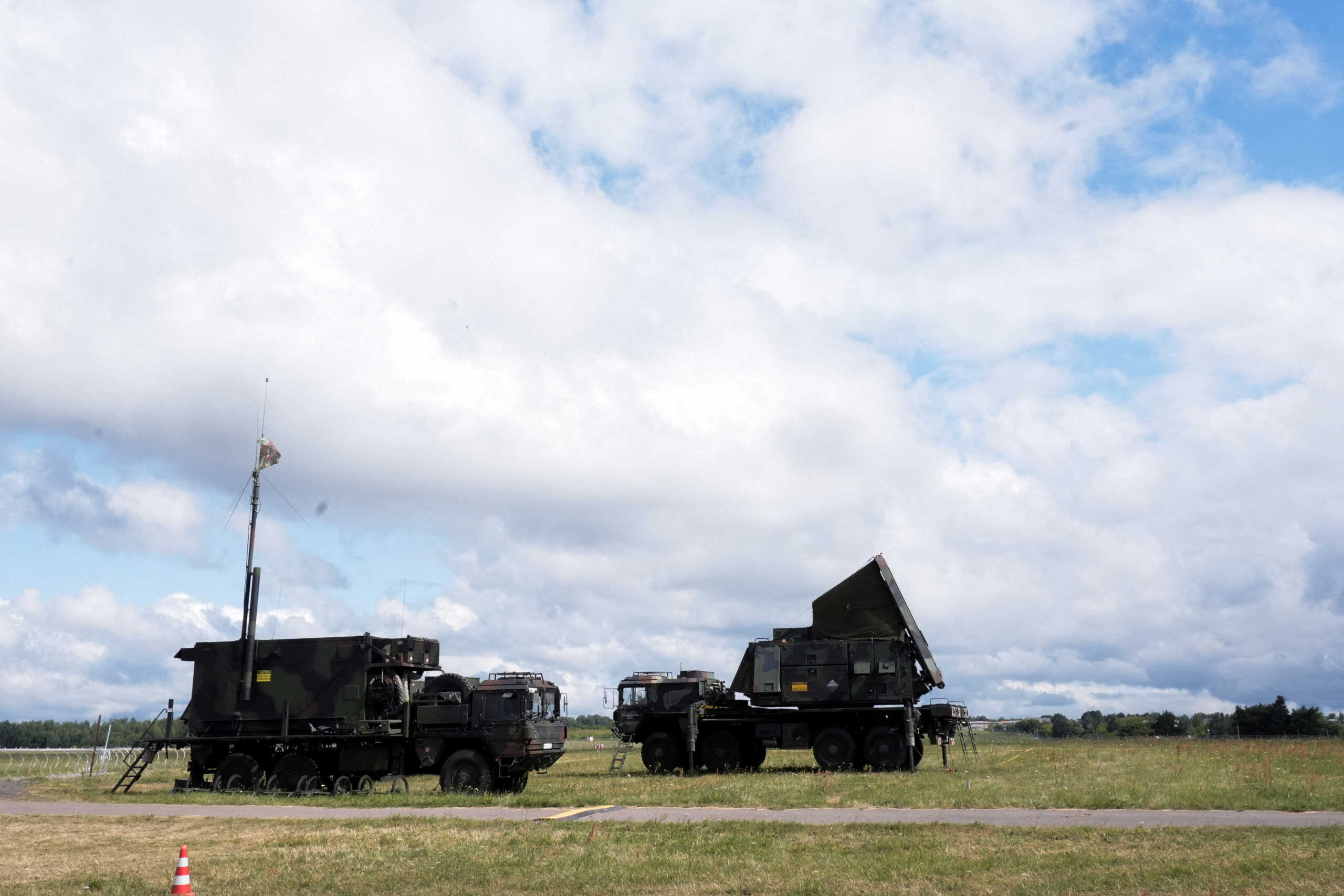 FILE PHOTO: German Patriot air defence system units are seen at the Vilnius airport, ahead of a NATO summit, in Vilnius, Lithuania July 10, 2023. REUTERS