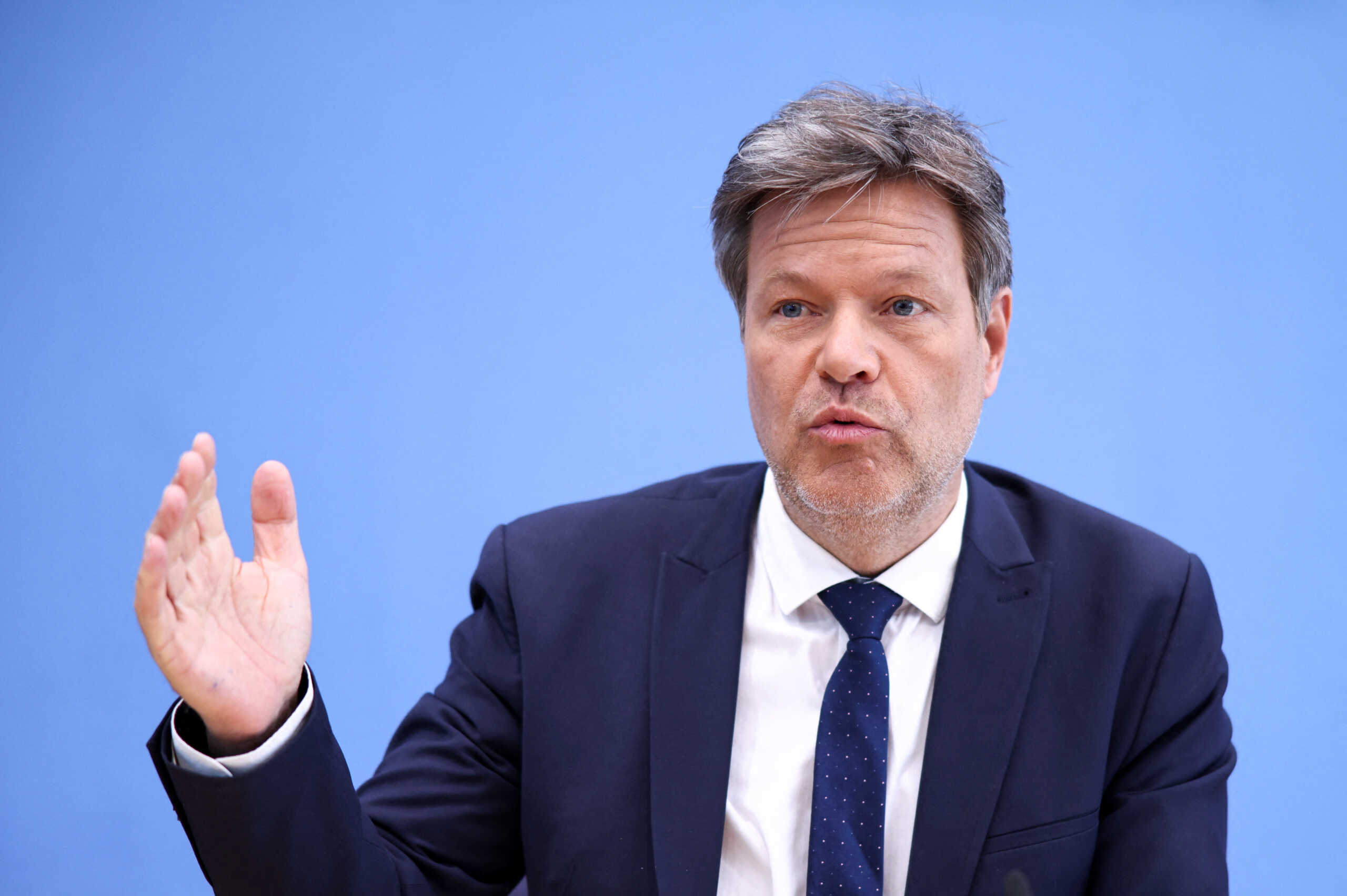 German Economy and Climate Minister Robert Habeck attends a press conference about the spring economic forecasts in Berlin, Germany April 24, 2024. REUTERS