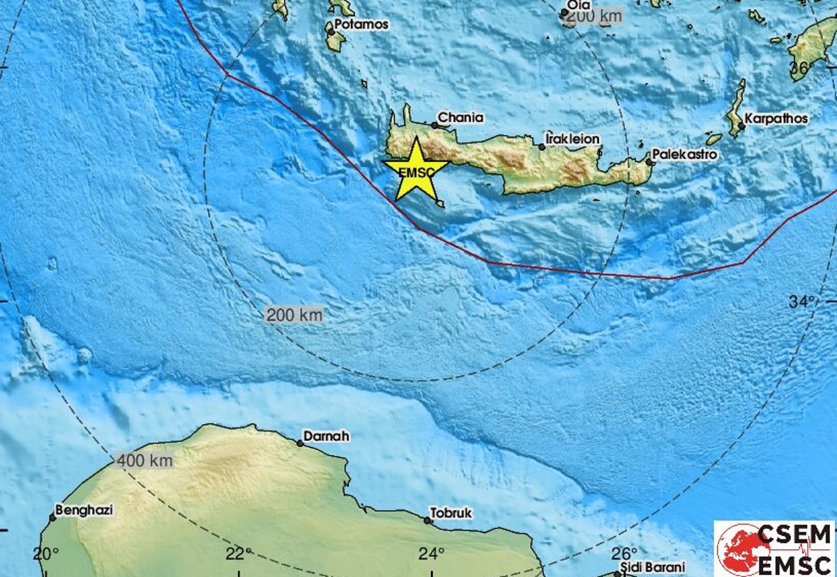 Σεισμός ταρακούνησε την Κρήτη – Έγινε ανοιχτά των Χανίων