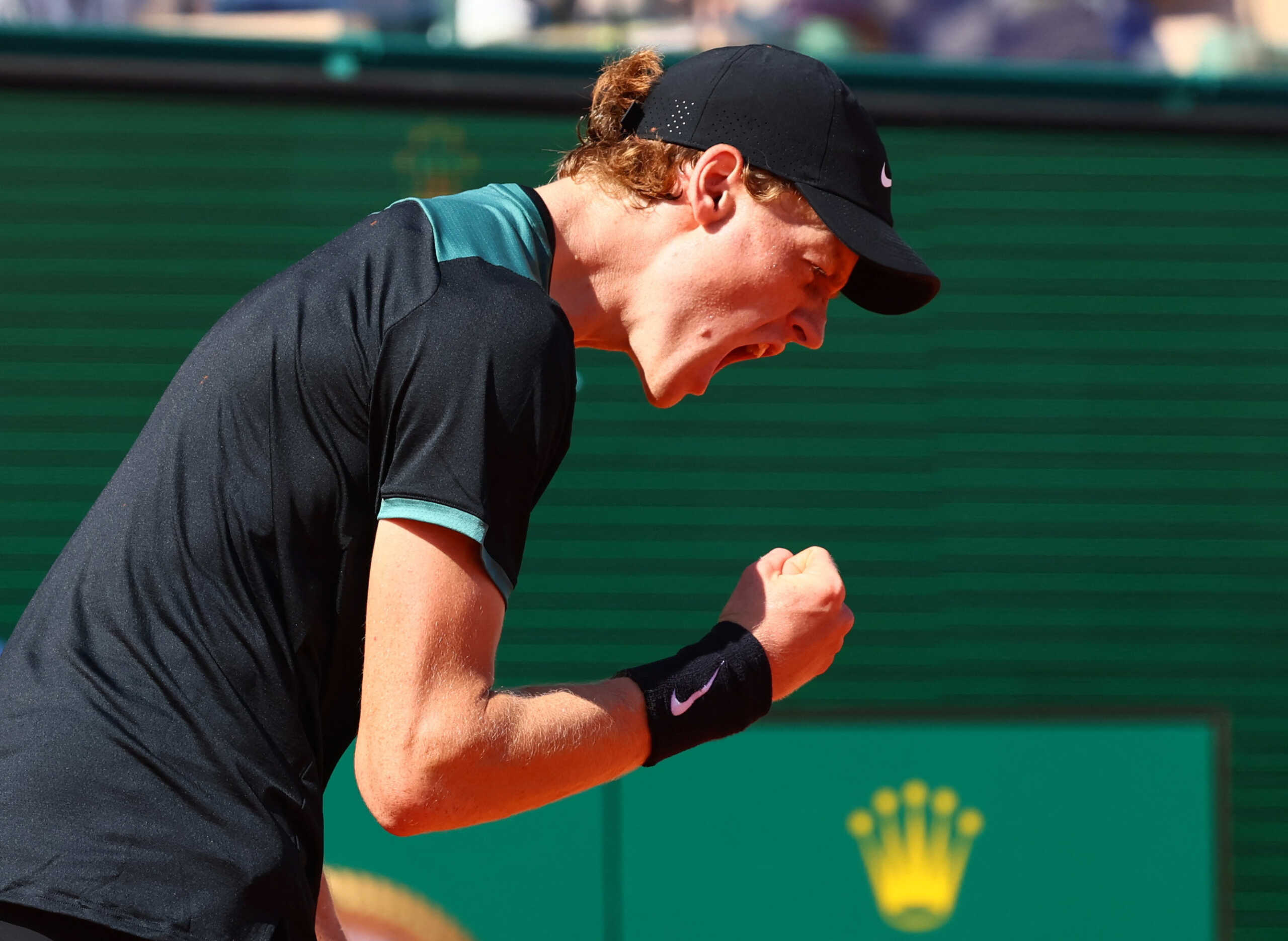 Tennis - ATP Masters 1000 - Monte Carlo Masters - Monte Carlo Country Club, Roquebrune-Cap-Martin, France - April 12, 2024 Italy's Jannik Sinner celebrates after winning his quarter final match against Denmark's Holger Rune REUTERS