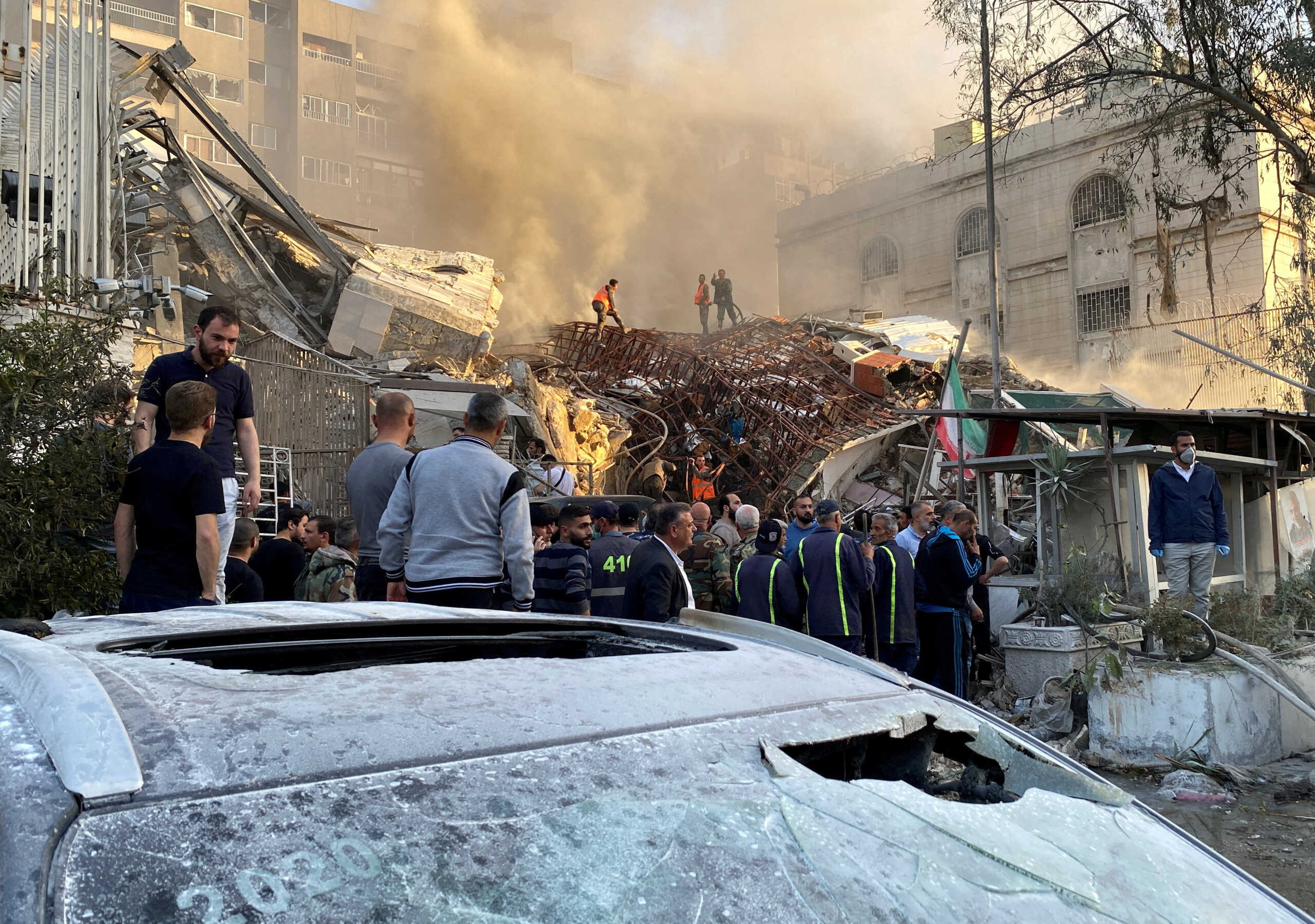 Smoke rises after what the Iranian media said was an Israeli strike on a building close to the Iranian embassy in Damascus, Syria April 1, 2024. REUTERS