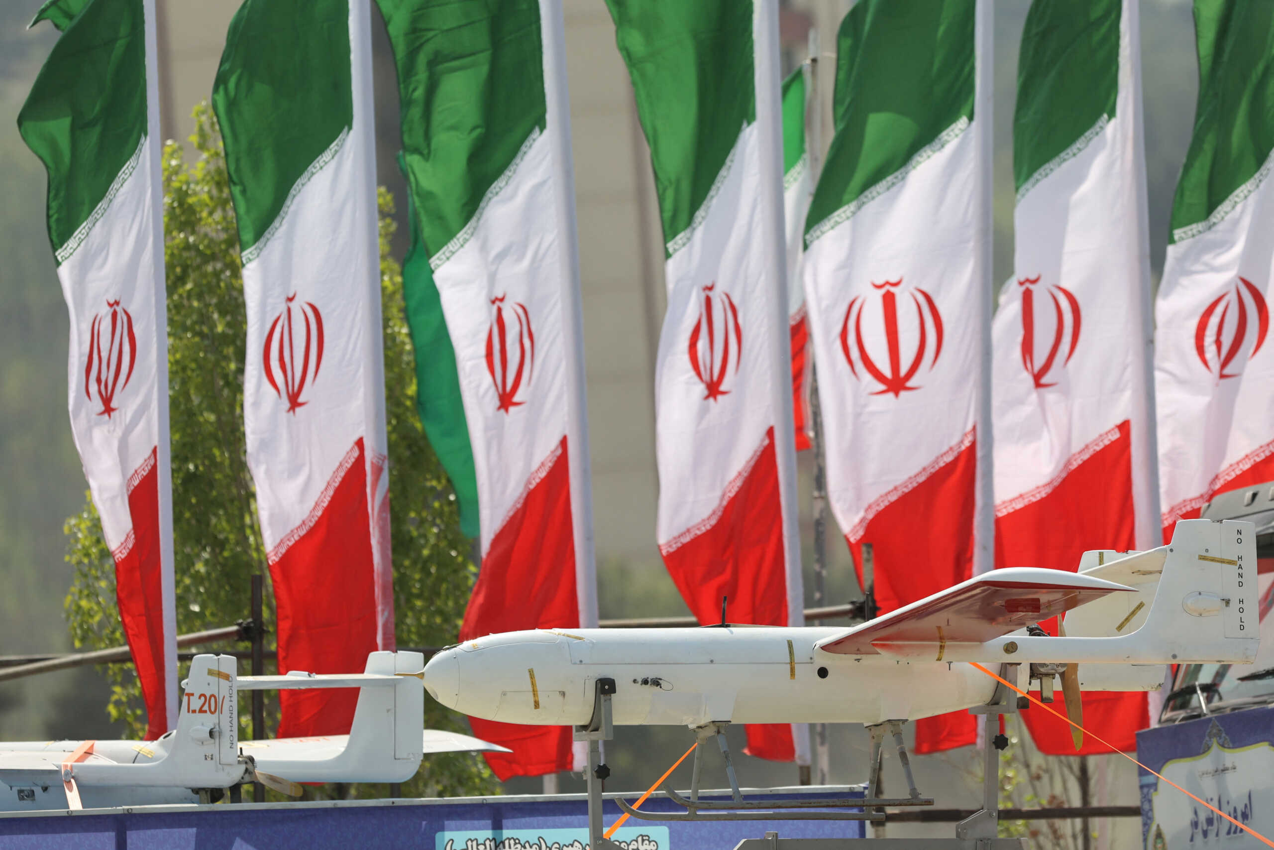 An Iranian drone is seen during the National Army Day parade ceremony in Tehran, Iran, April 17, 2024. Majid Asgaripour