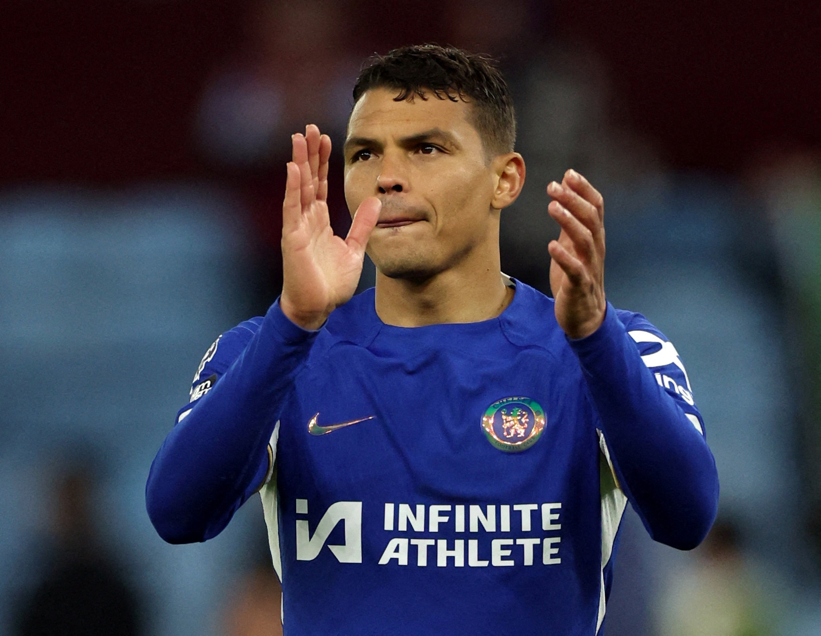 FILE PHOTO: Soccer Football - Premier League - Aston Villa v Chelsea - Villa Park, Birmingham, Britain - April 27, 2024 Chelsea's Thiago Silva after the match Action Images via Reuters