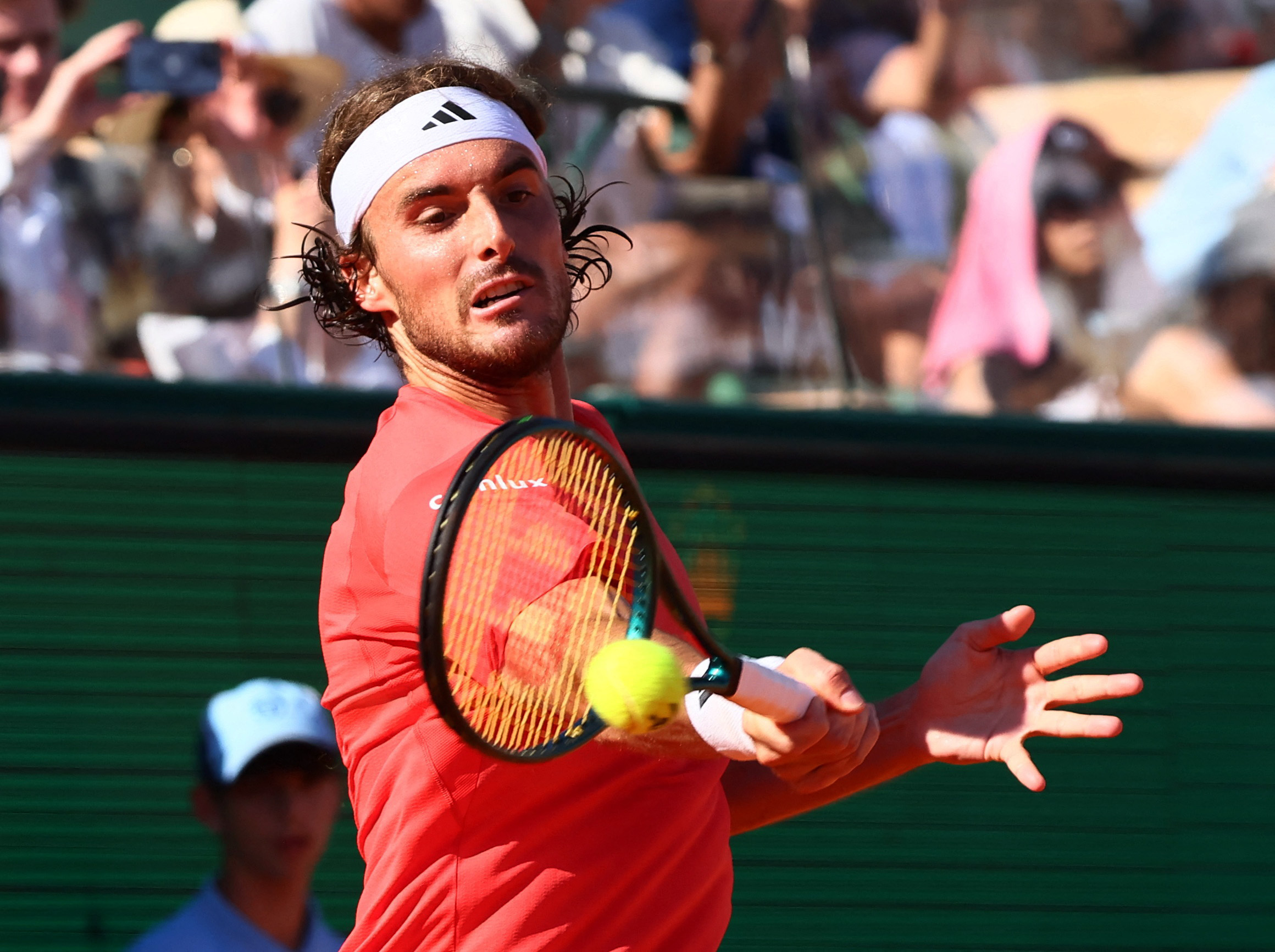 Tennis - ATP Masters 1000 - Monte Carlo Masters - Monte Carlo Country Club, Roquebrune-Cap-Martin, France - April 14, 2024 Greece's Stefanos Tsitsipas in action during his final match against Norway's Casper Ruud REUTERS