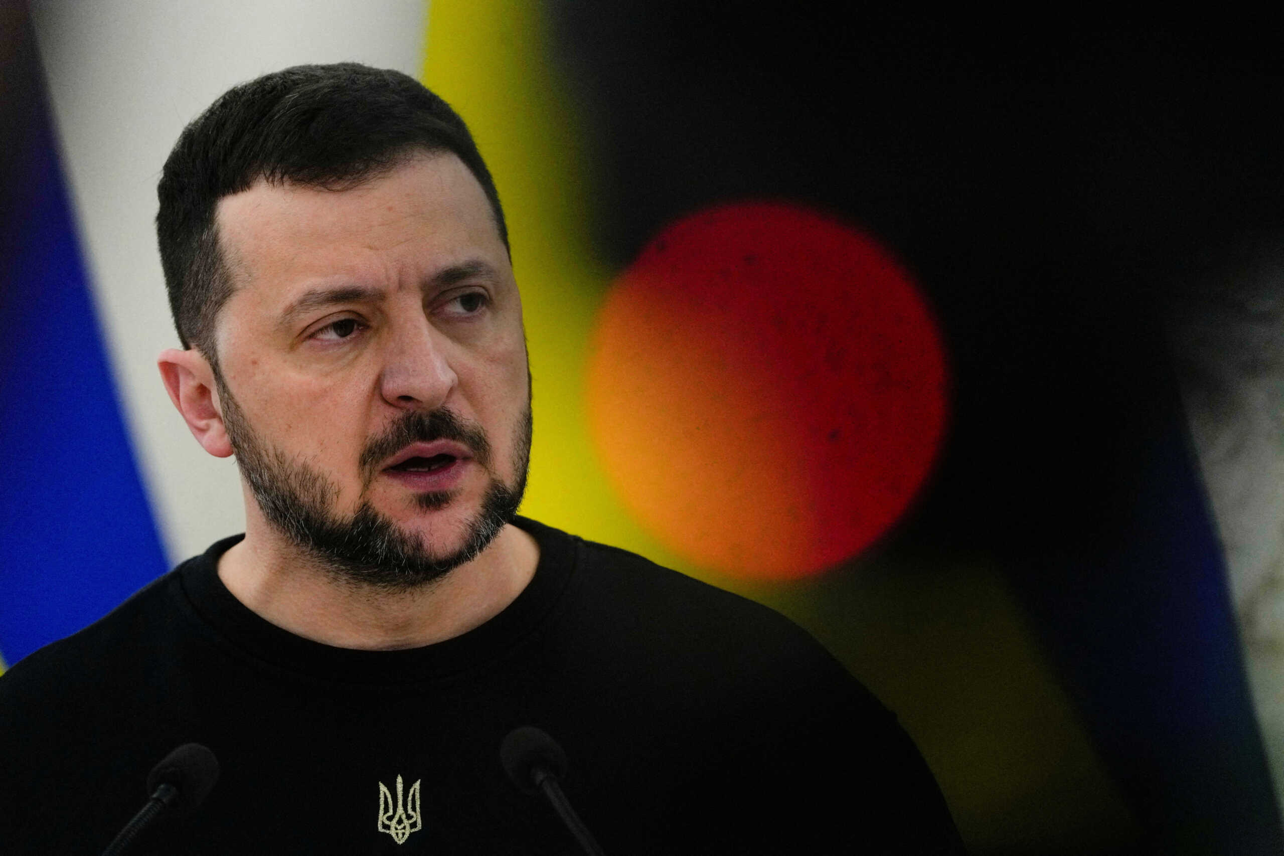 FILE PHOTO: Ukraine's President Volodymyr Zelenskiy speaks during a press conference in Vilnius, Lithuania January 10, 2024. REUTERS