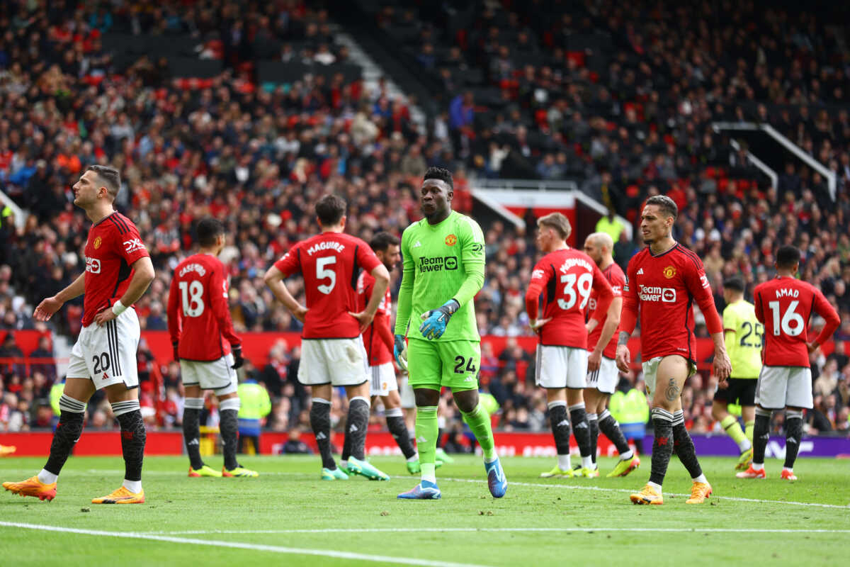 Soccer Football - Premier League - Manchester United v Burnley - Old Trafford, Manchester, Britain - April 27, 2024 Manchester United's Andre Onana reacts after conceding a penalty REUTERS