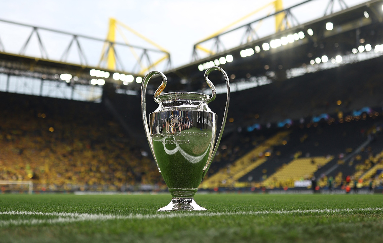 Soccer Football - Champions League - Semi Final - First Leg - Borussia Dortmund v Paris St Germain - Signal Iduna Park, Dortmund, Germany - May 1, 2024 General view of the trophy inside the stadium before the match REUTERS