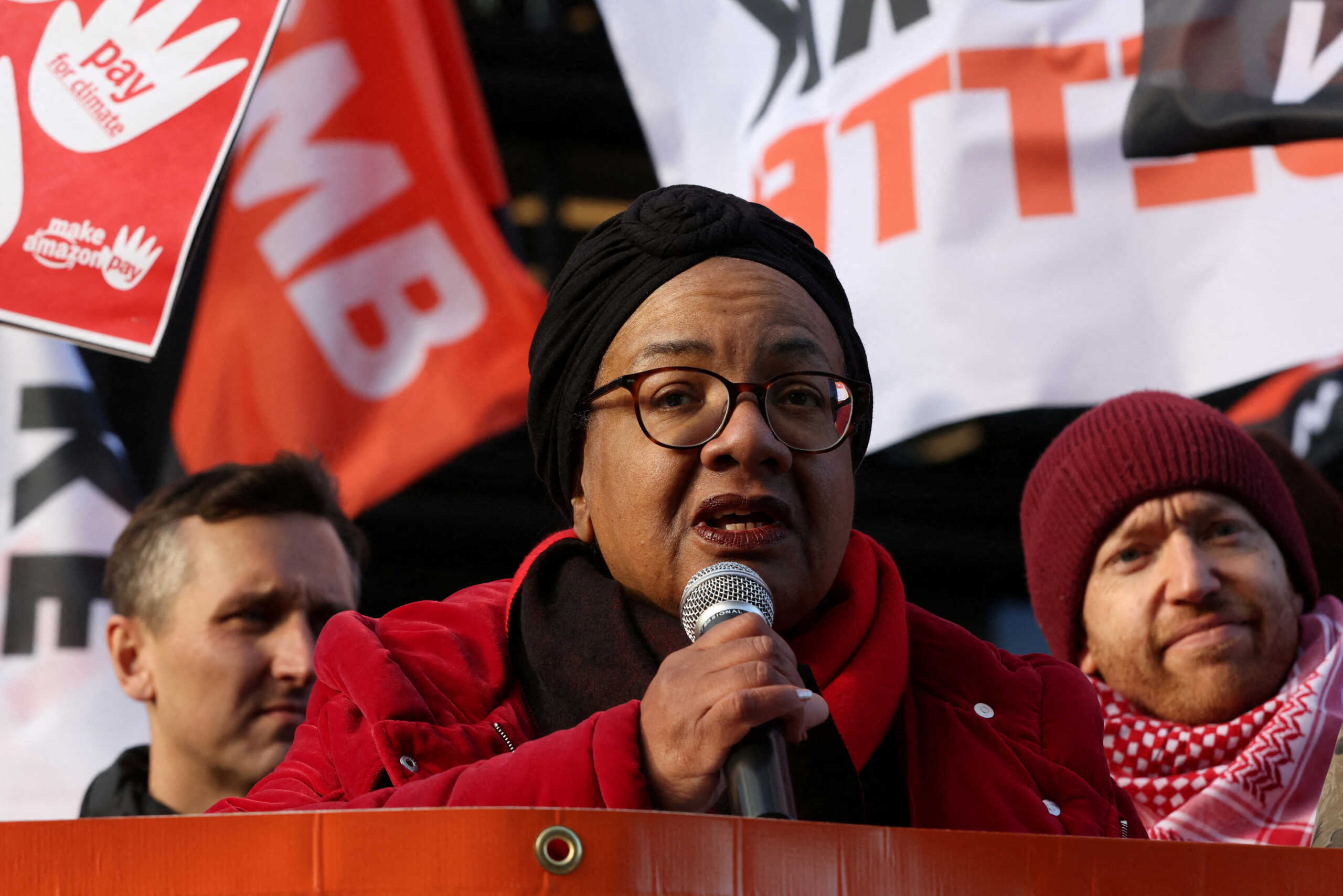 FILE PHOTO: Labour MP Diane Abbott joins protesters outside the Amazon headquarters during Black Friday in London, Britain, November 24, 2023. REUTERS