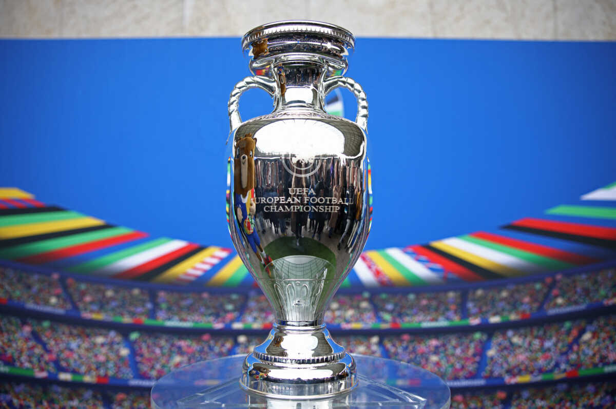 Soccer Football - Euro 2024 - Trophy Display at Olympiastadion - Olympiastadion, Berlin, Germany - April 24, 2024 General view of the European Championship trophy REUTERS